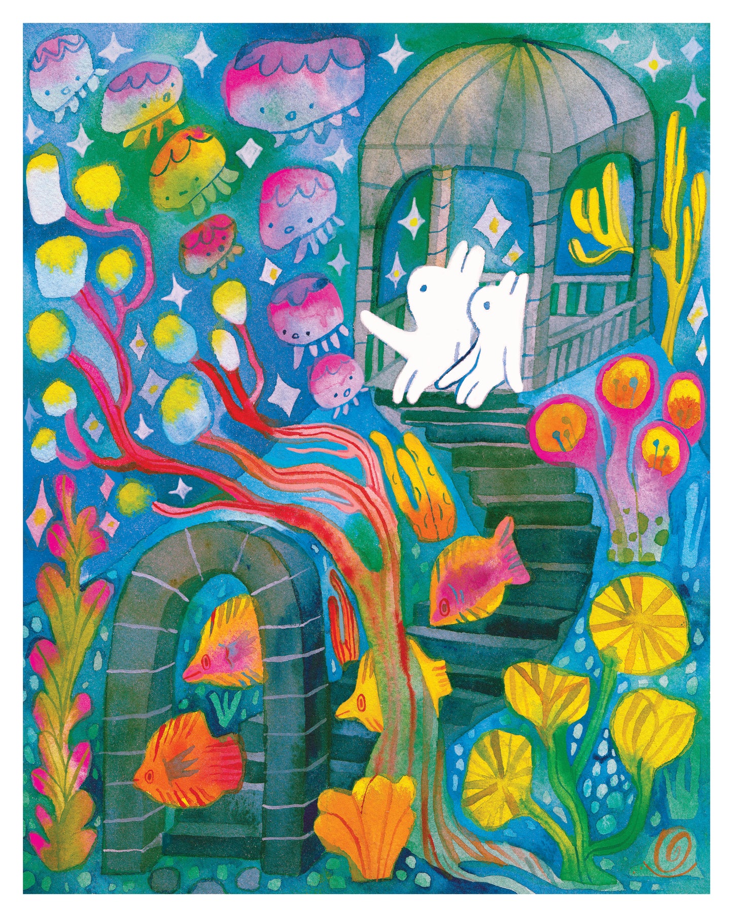 'Underwater Secret Garden' Art Print ~ 8x10