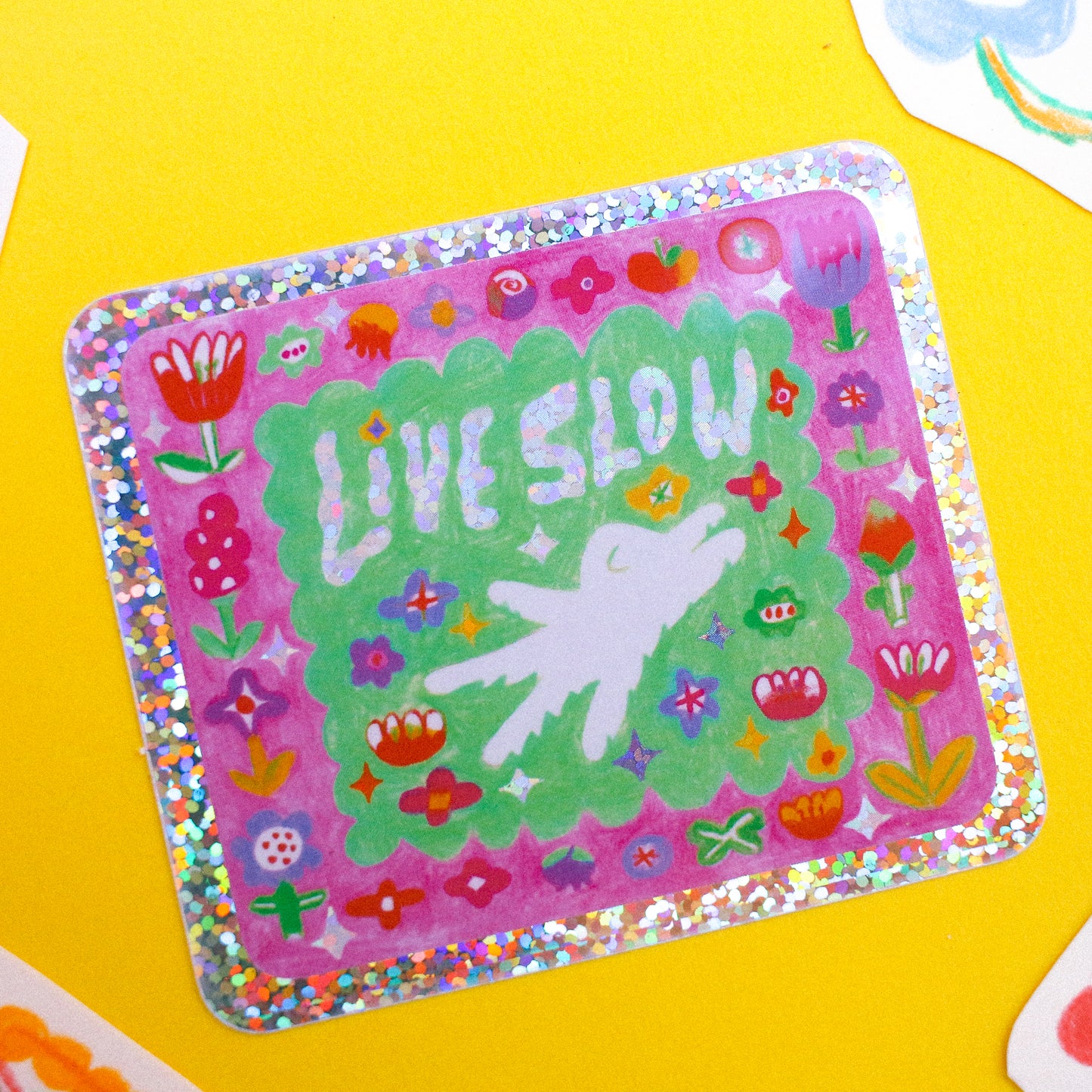 Odd Rabbit Town 'Live Slow' ~ Glitter Vinyl Sticker