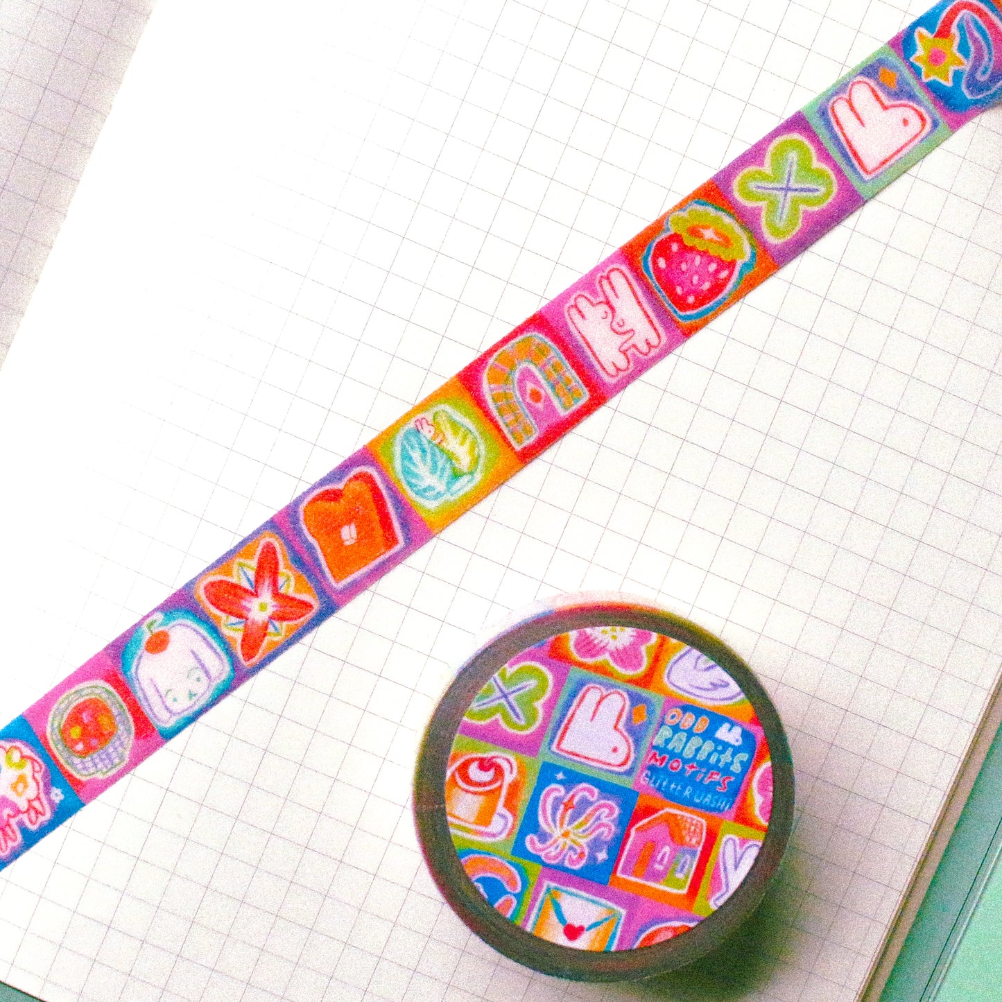 'Odd Rabbit Motifs' Glitter Washi Tape