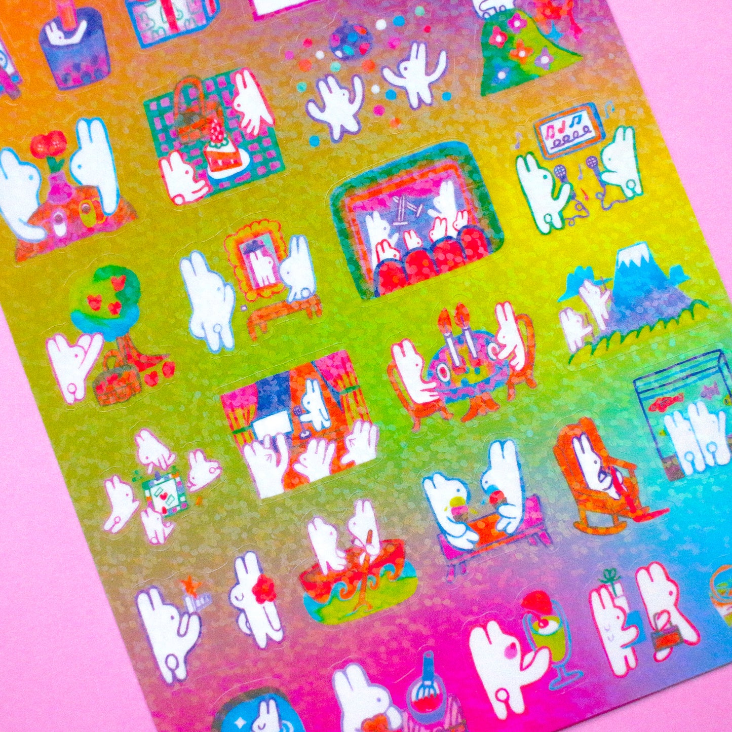 'Let's Have a Fun Day' A6 Glitter Transparent Sticker Sheet