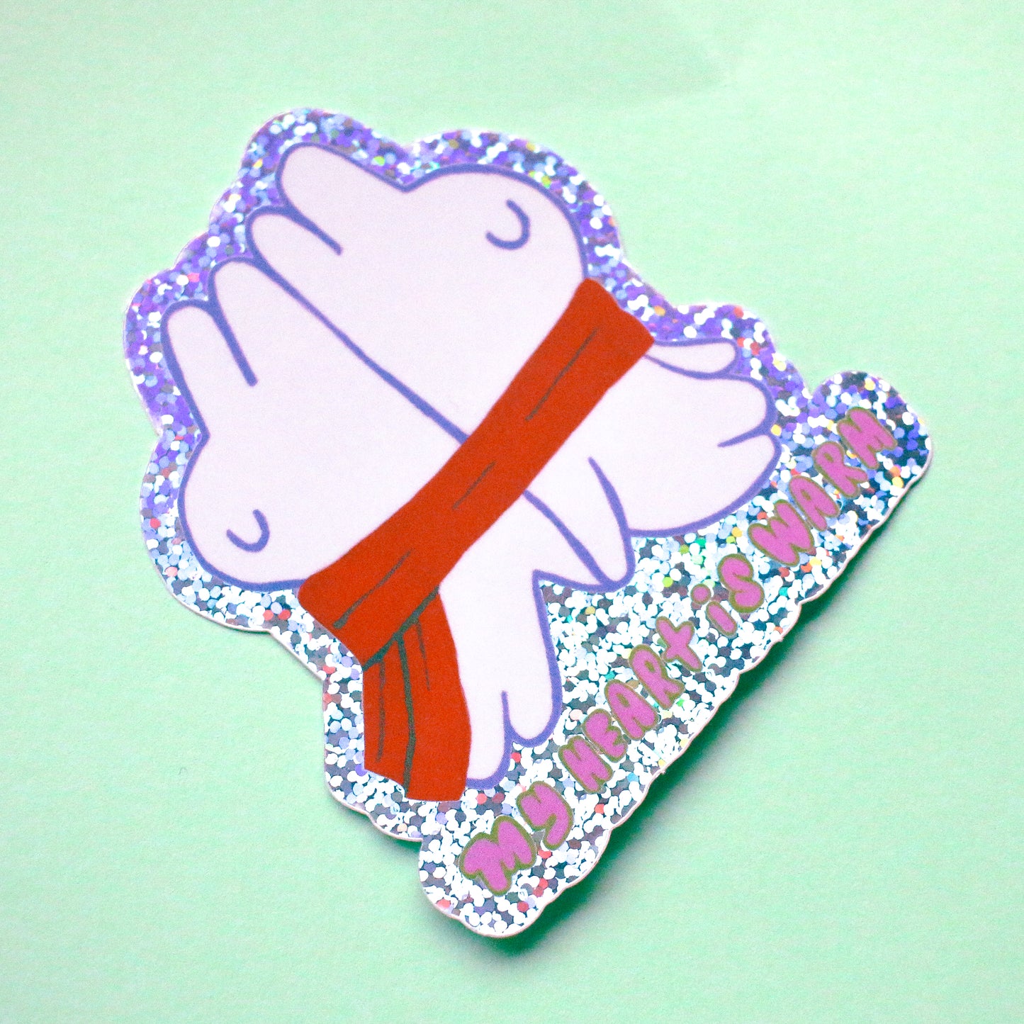 'My Heart is Warm' Glitter Vinyl Sticker