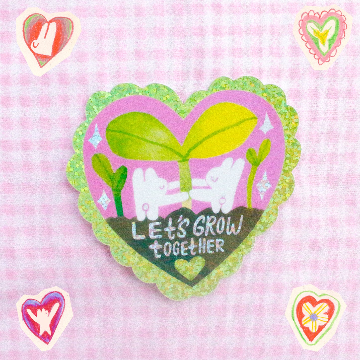 'Let's Grow Together' Glitter Vinyl Sticker