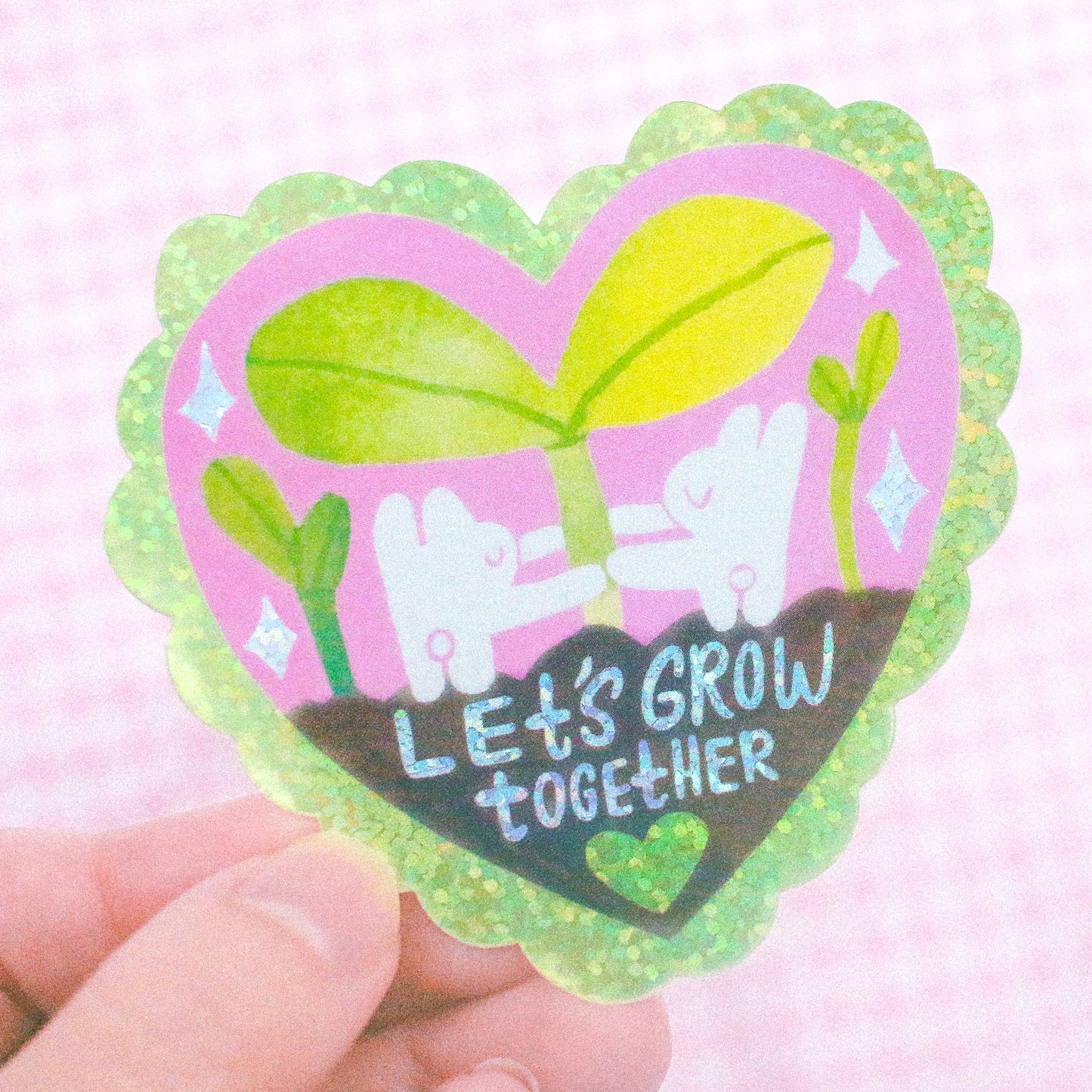 'Let's Grow Together' Glitter Vinyl Sticker