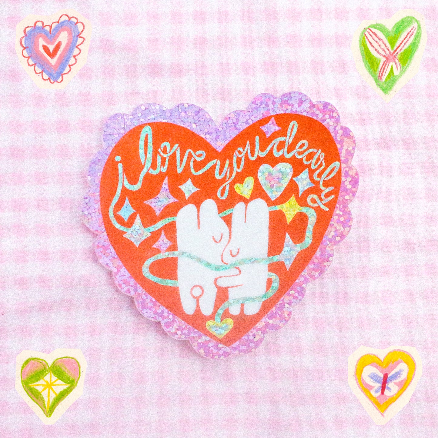 'I Love You Dearly' Glitter Vinyl Sticker