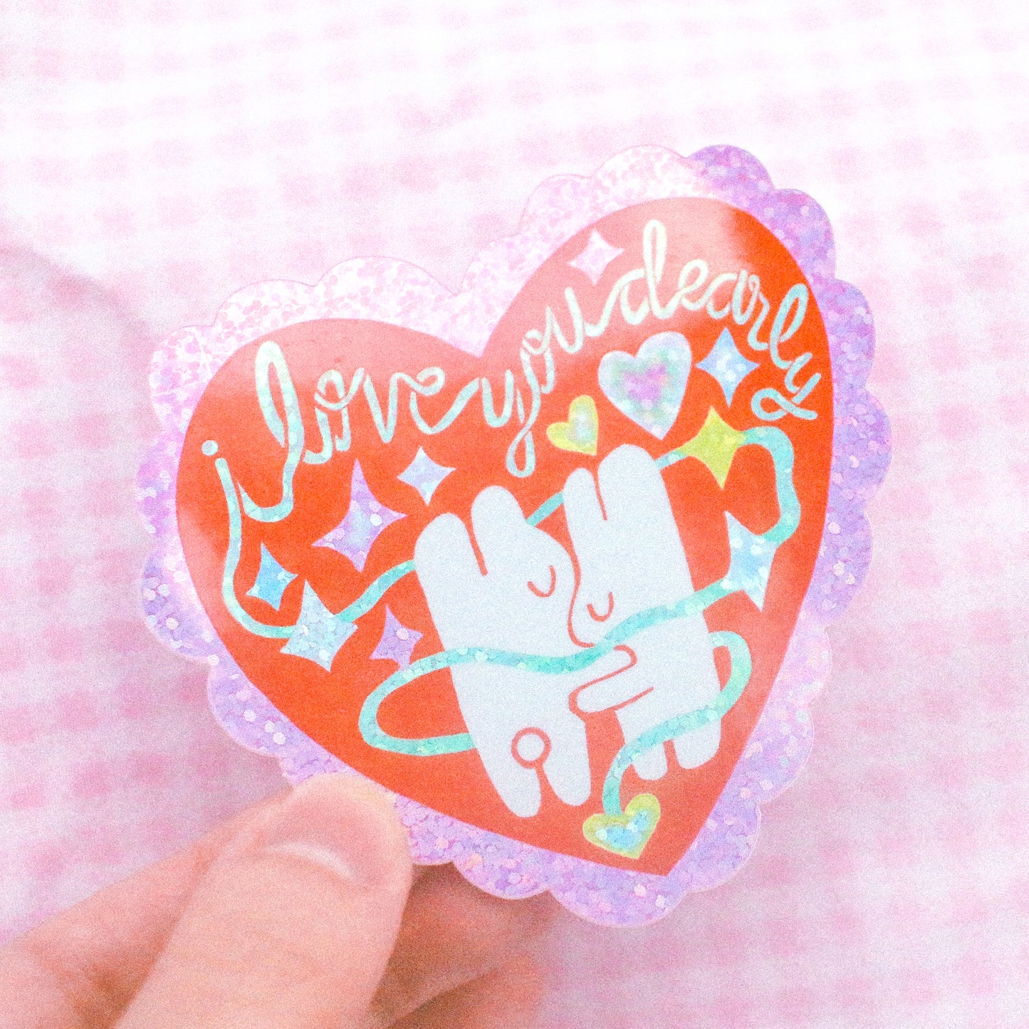 'I Love You Dearly' Glitter Vinyl Sticker