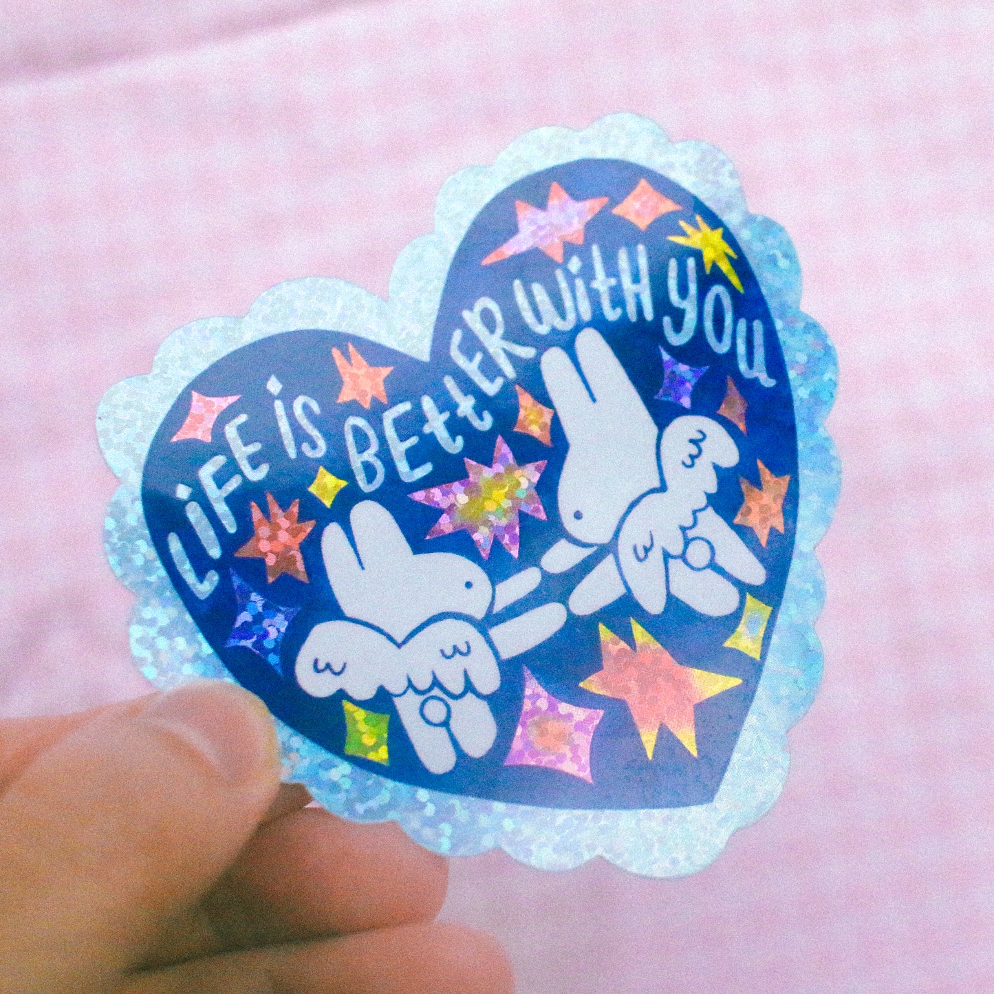 'Life is Better With You' Glitter Vinyl Sticker