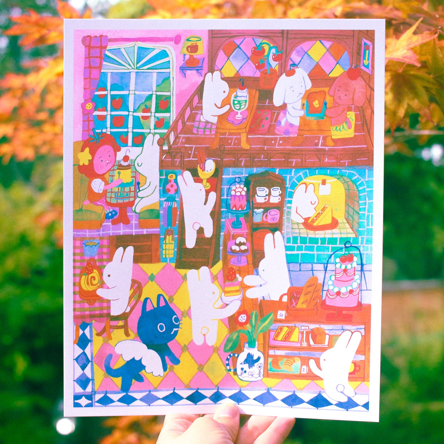 'Odd Rabbits' Cafe' Art Print ~ 8x10