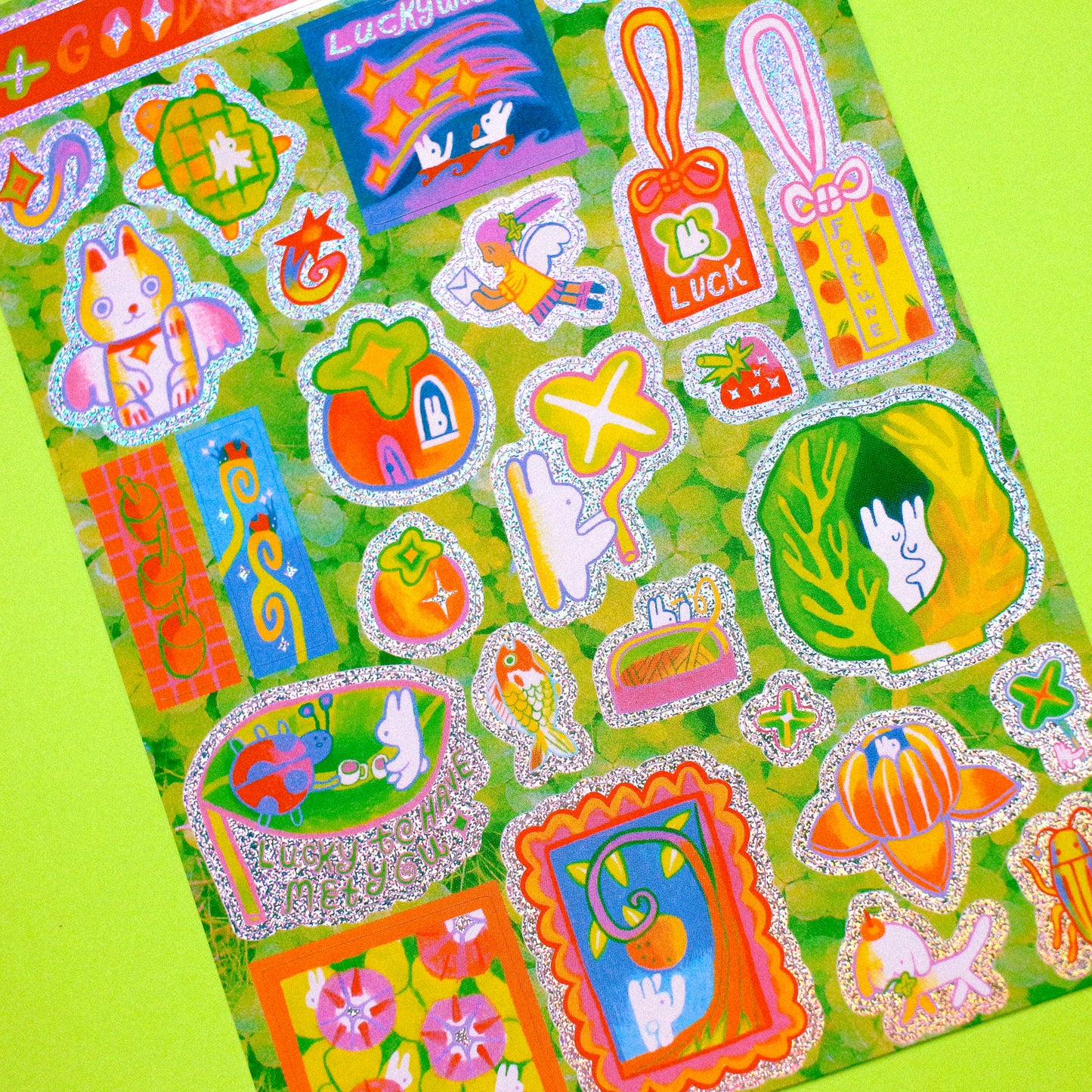 'Good Fortune' A6 Glitter Sticker Sheet