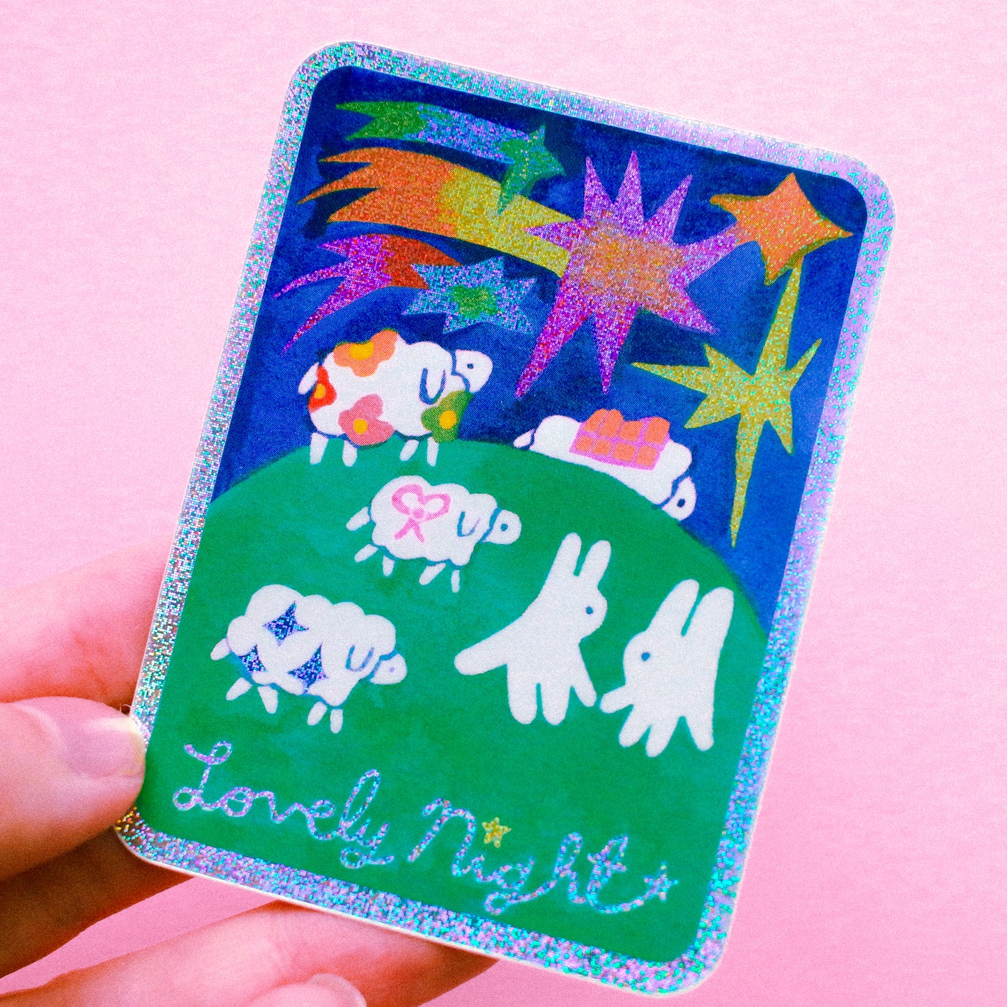 'Lovely Night' Glitter Vinyl Sticker