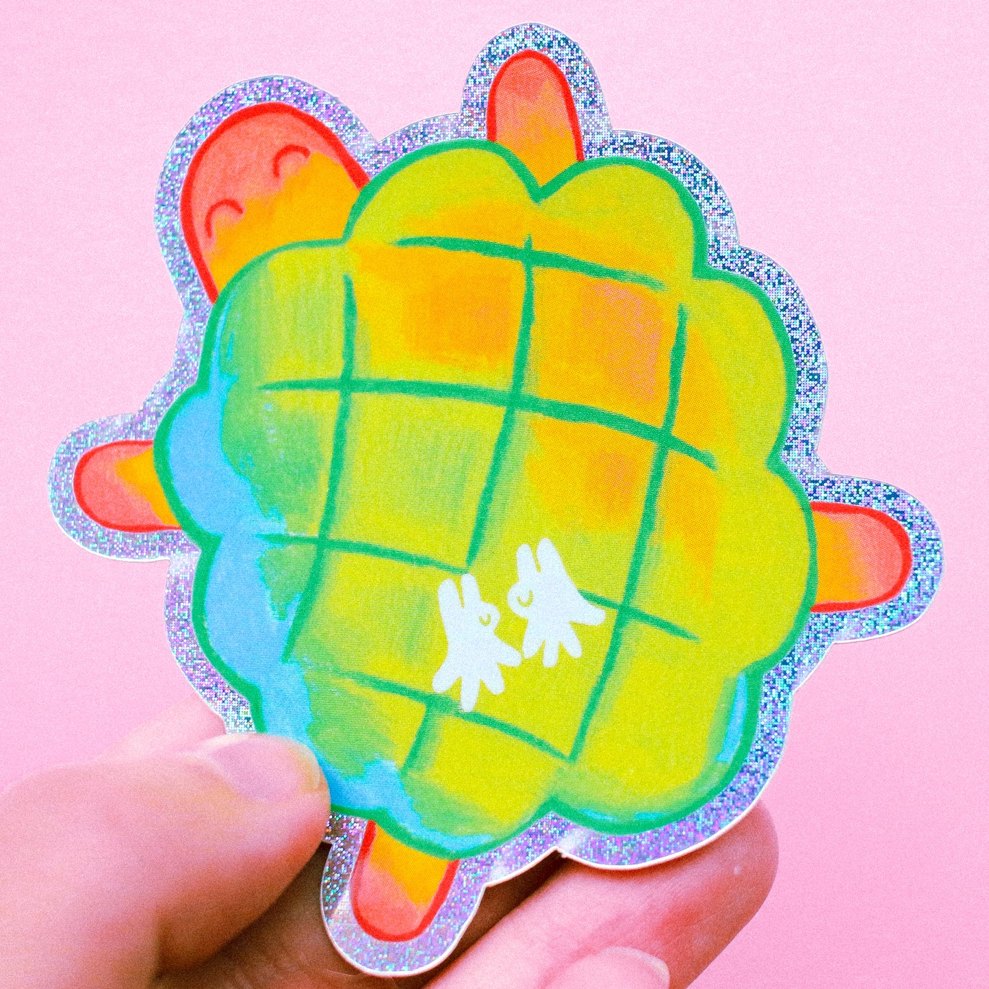 'Turtle Melon Pan Bed' Glitter Vinyl Sticker