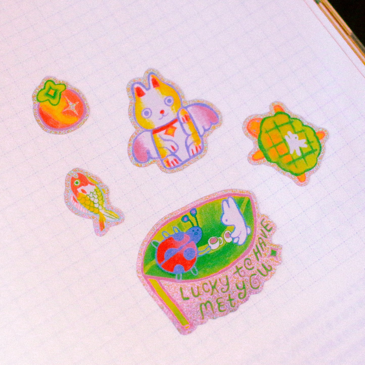 'Good Fortune' A6 Glitter Sticker Sheet