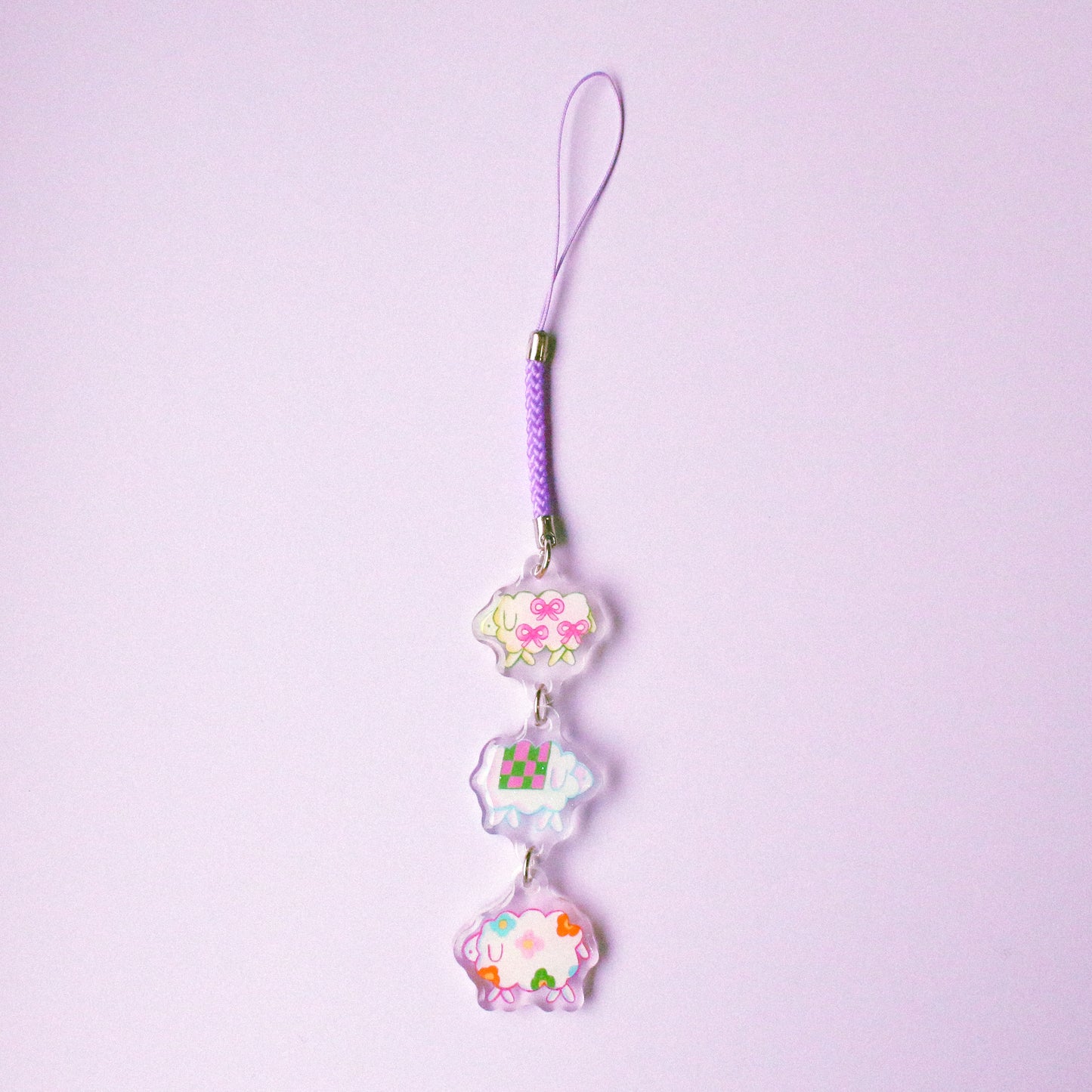 'Three Well Dressed Sheep' Glitter Acrylic Charm