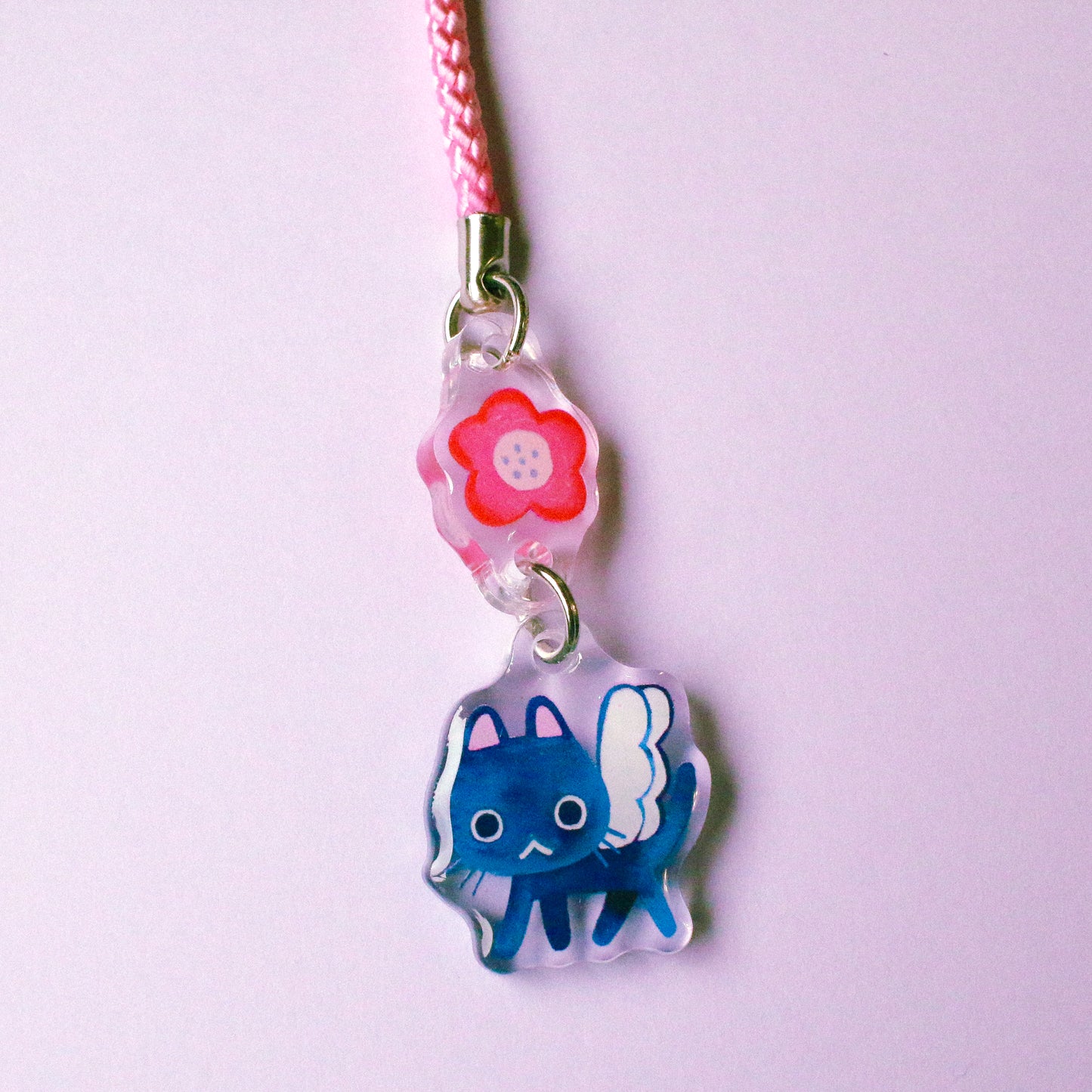 'Maebee & the Pink Flower' Glitter Acrylic Charm