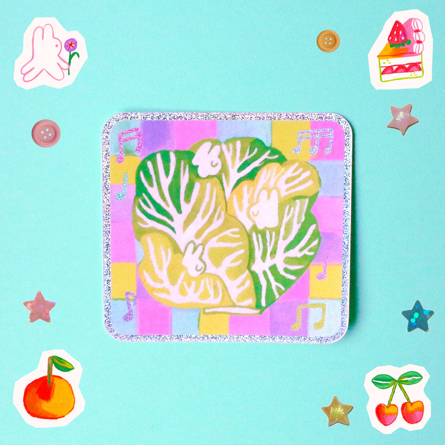 'Cabbage Song' Glitter Vinyl Sticker