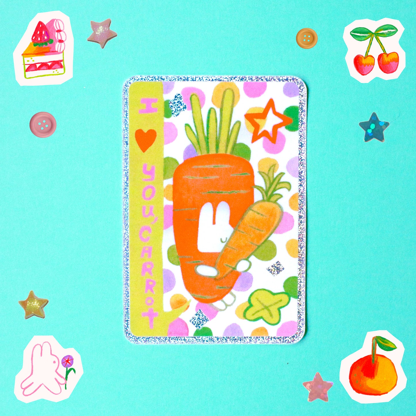 'I Love You, Carrot' Glitter Vinyl Sticker
