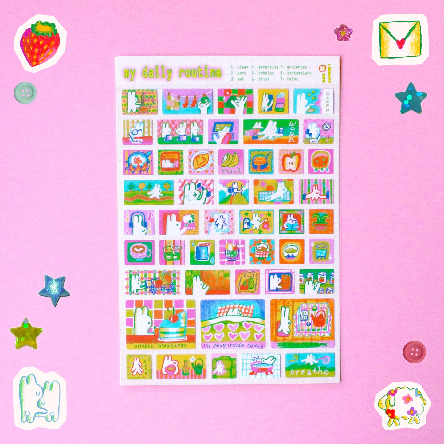 'My Daily Routine' Matte A6 Sticker Sheet