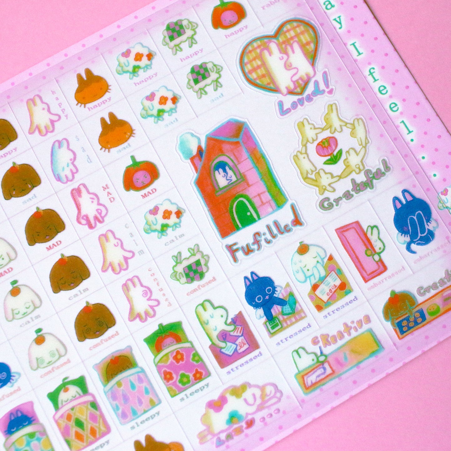 'Today I Feel...' Transparent Sticker Sheet ~ 102x132mm