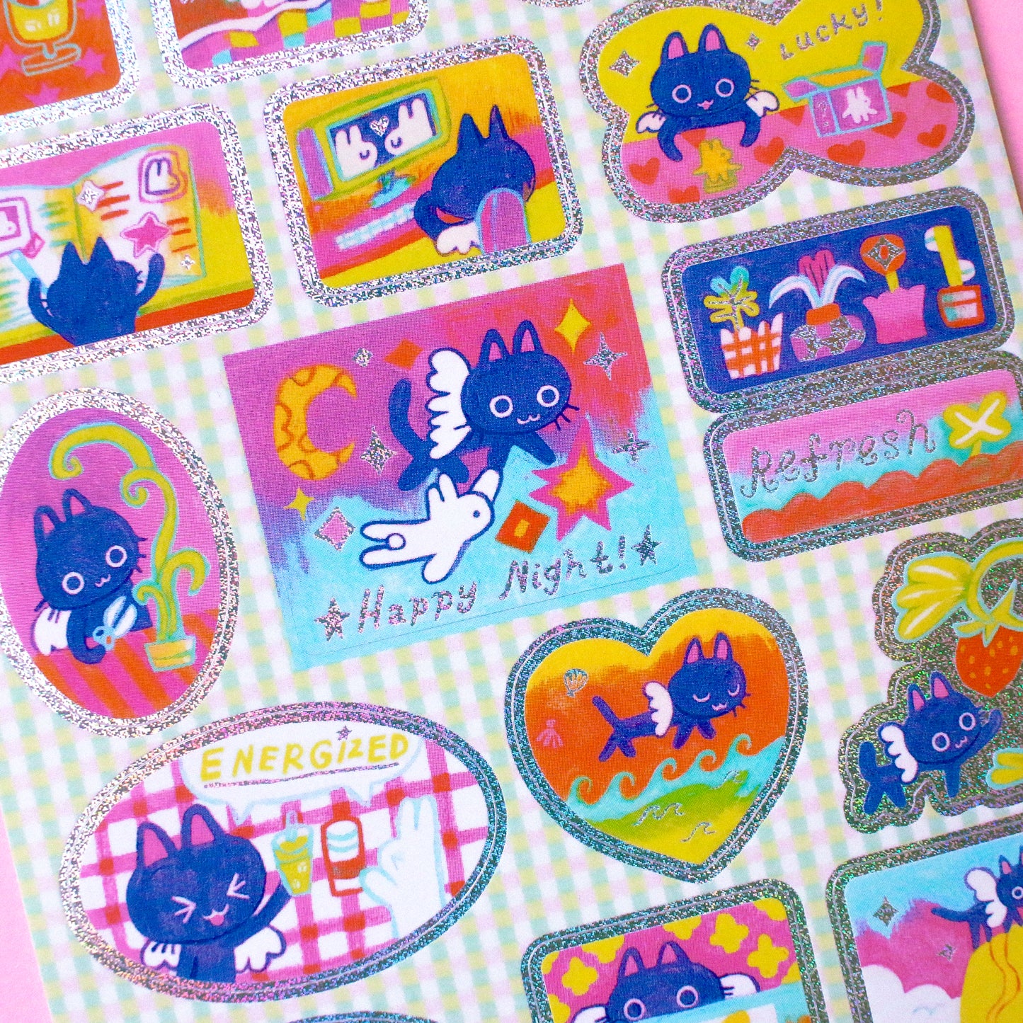'Maebee's Day Off' Glitter A6 Sticker Sheet