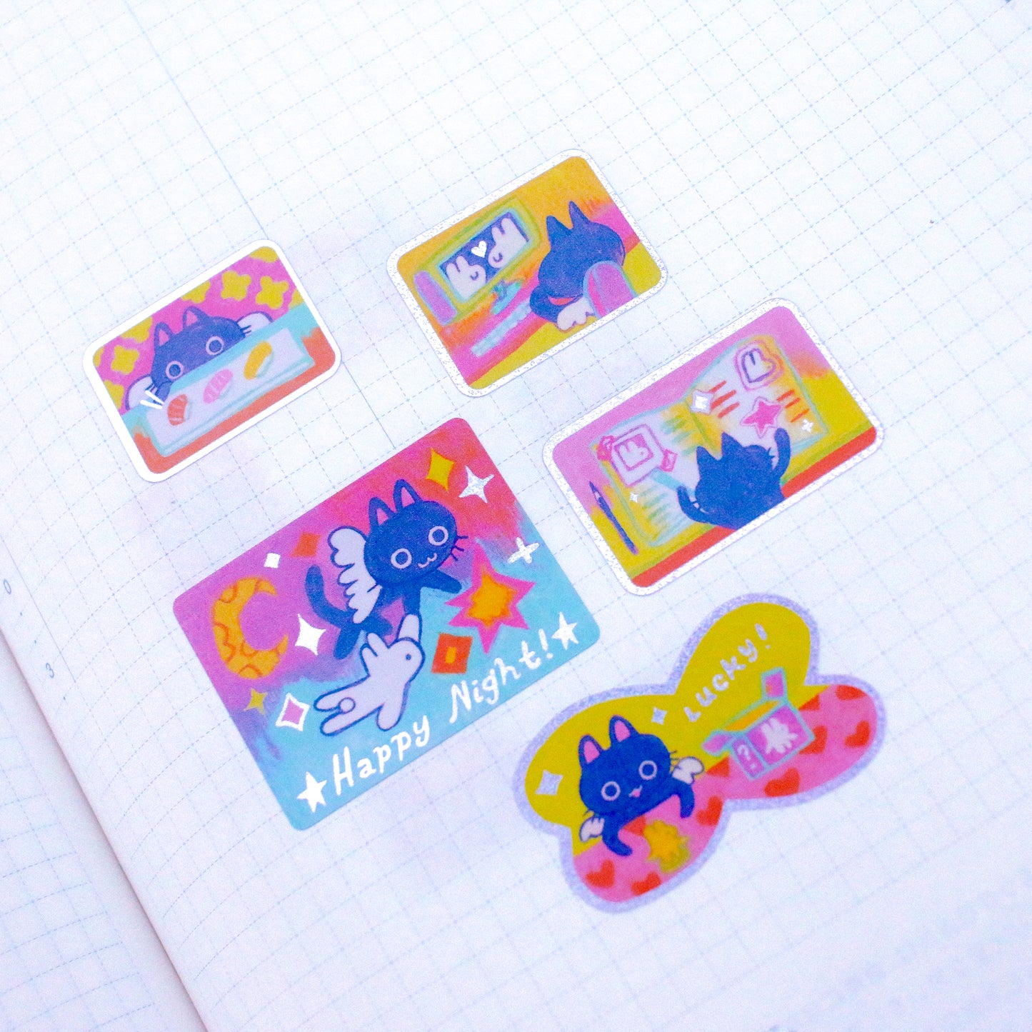 'Maebee's Day Off' Glitter A6 Sticker Sheet
