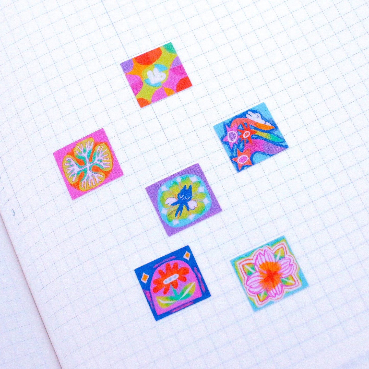 'Odd Blossoms' Frosted Glitter A6 Sticker Sheet