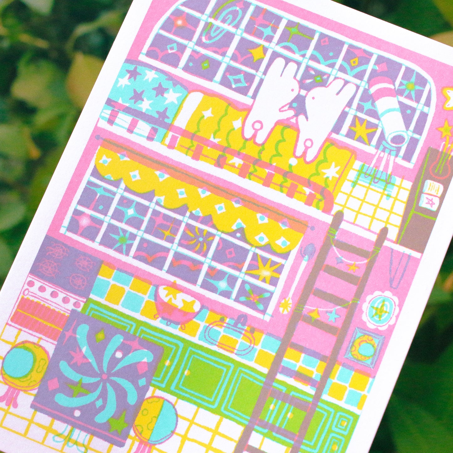 SET OF 4 ~ 'Our Room' 5x7 Risograph Prints
