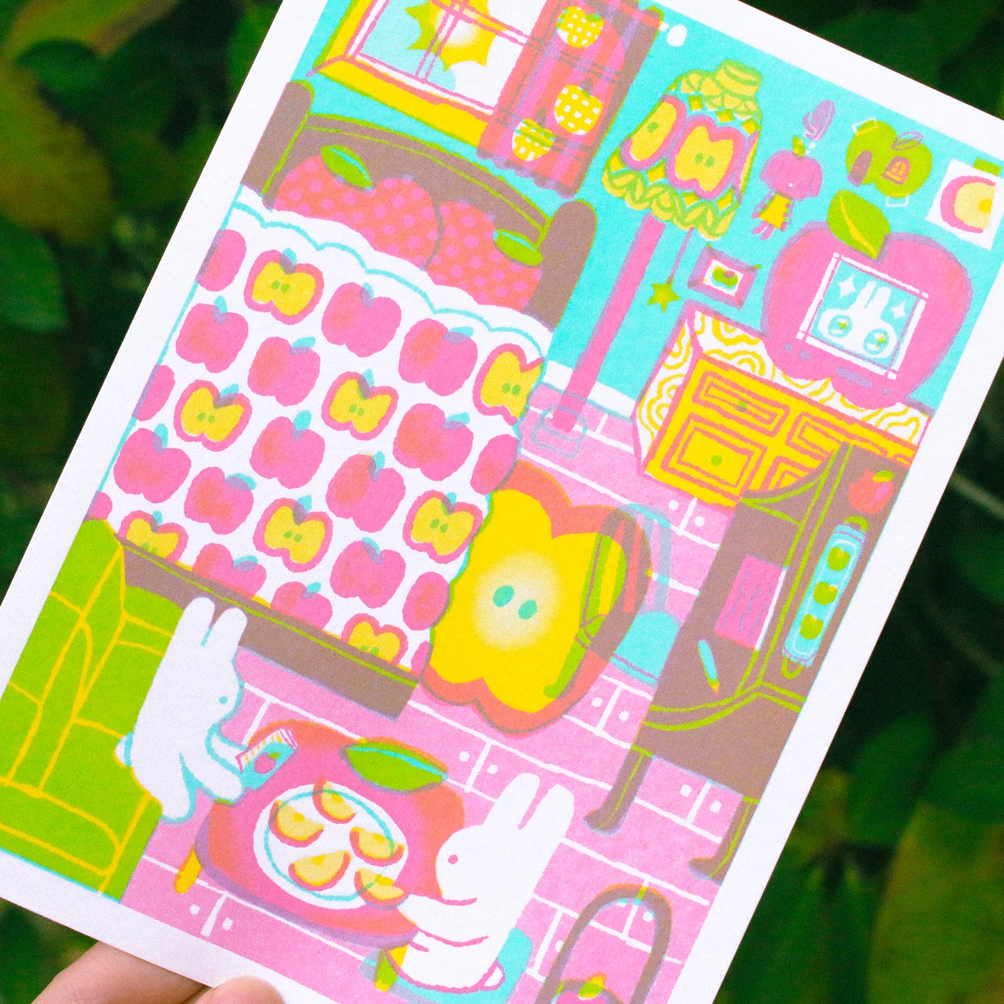 SET OF 4 ~ 'Our Room' 5x7 Risograph Prints
