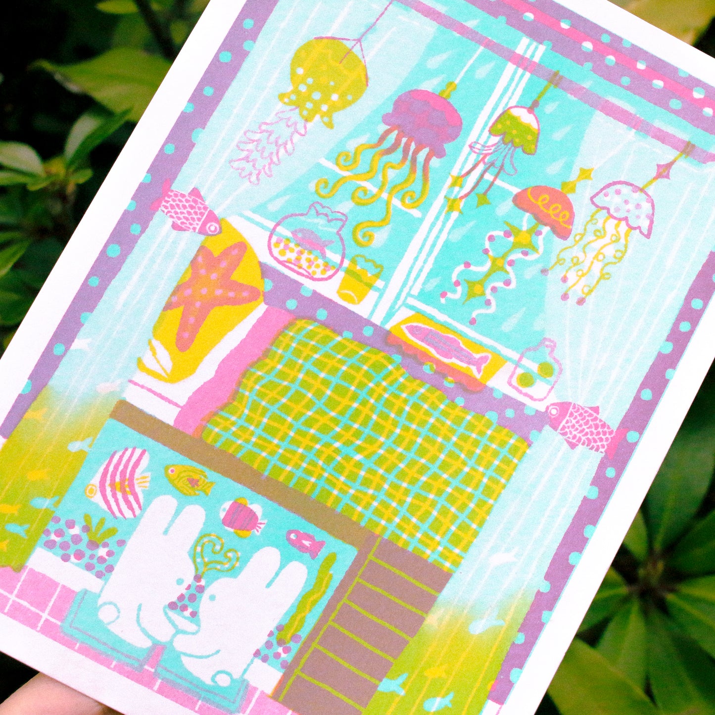 SET OF 4 ~ 'Our Room' 5x7 Risograph Prints