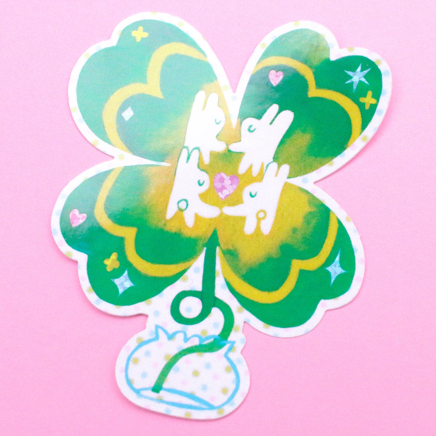 'Heart Clover' Glitter Vinyl Sticker