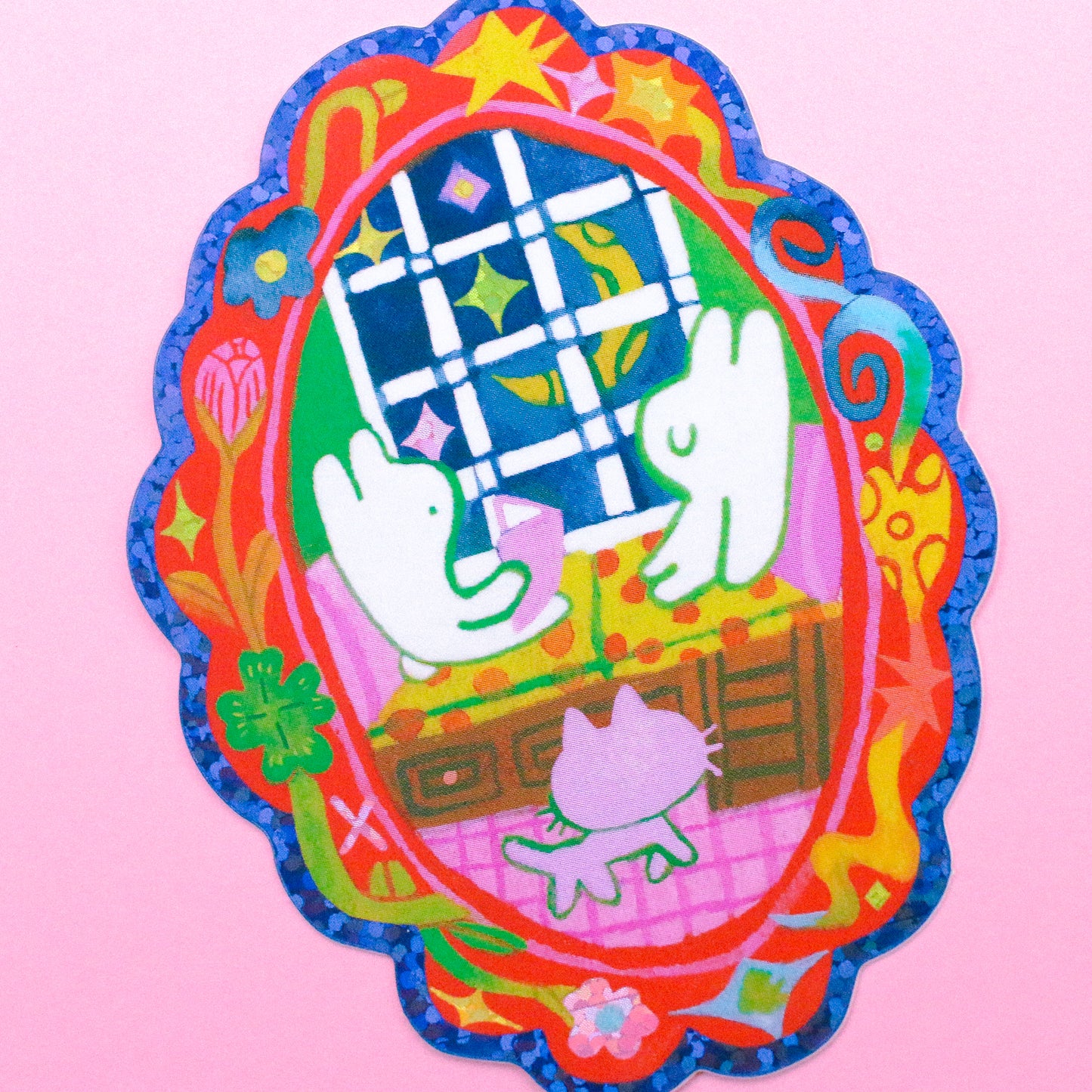 'I'm Glad You're Here' Glitter Vinyl Sticker