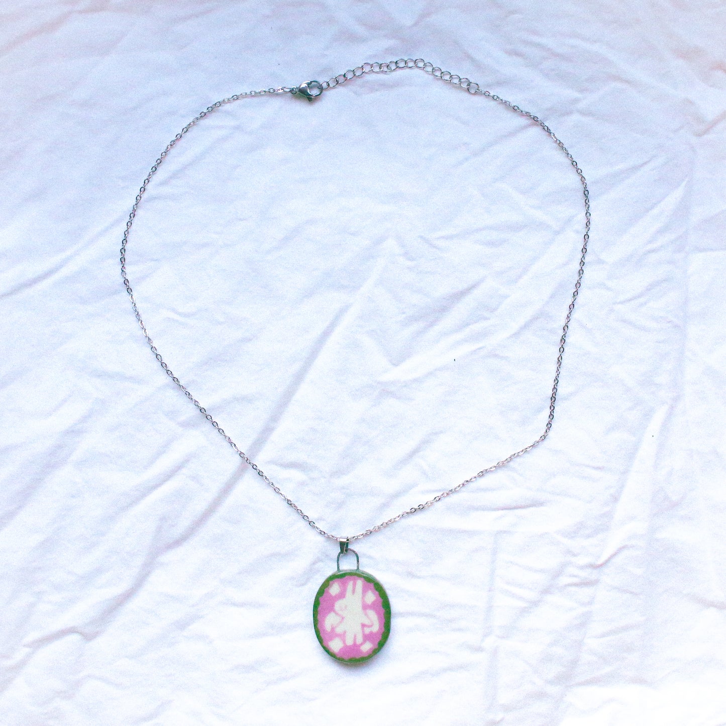 SET OF 2 'Bunny Angels' Handmade Ceramic Necklaces