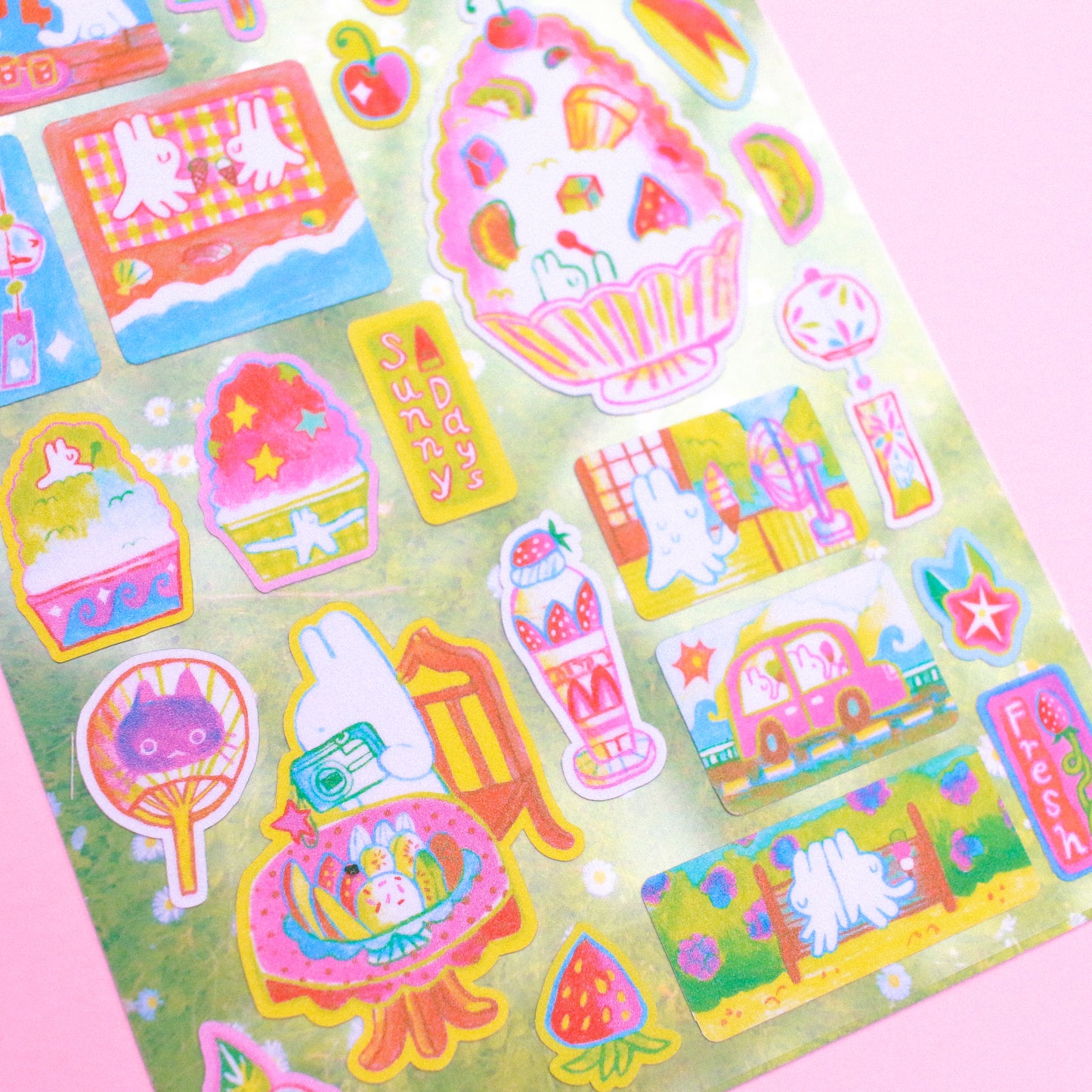'Sunny Sweets' A6 Frosted Glitter Sticker Sheet