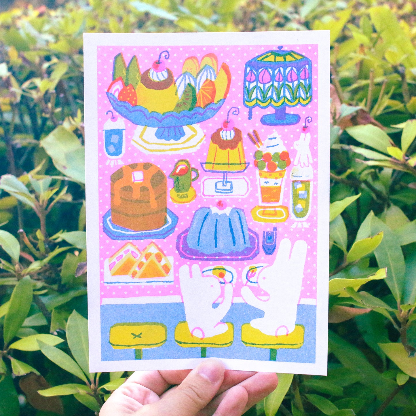 'Happiness is a Sweet Treat' Risograph Print ~ 5x7