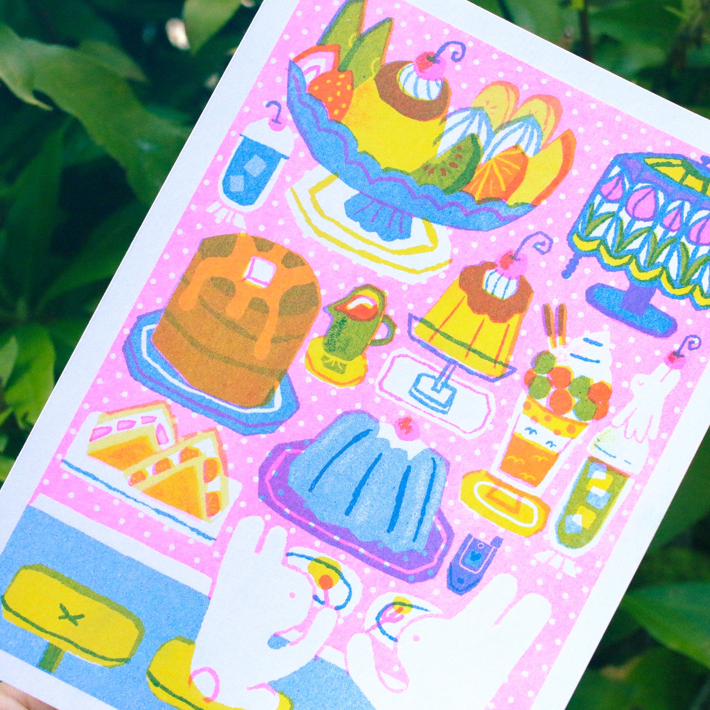 'Happiness is a Sweet Treat' Risograph Print ~ 5x7