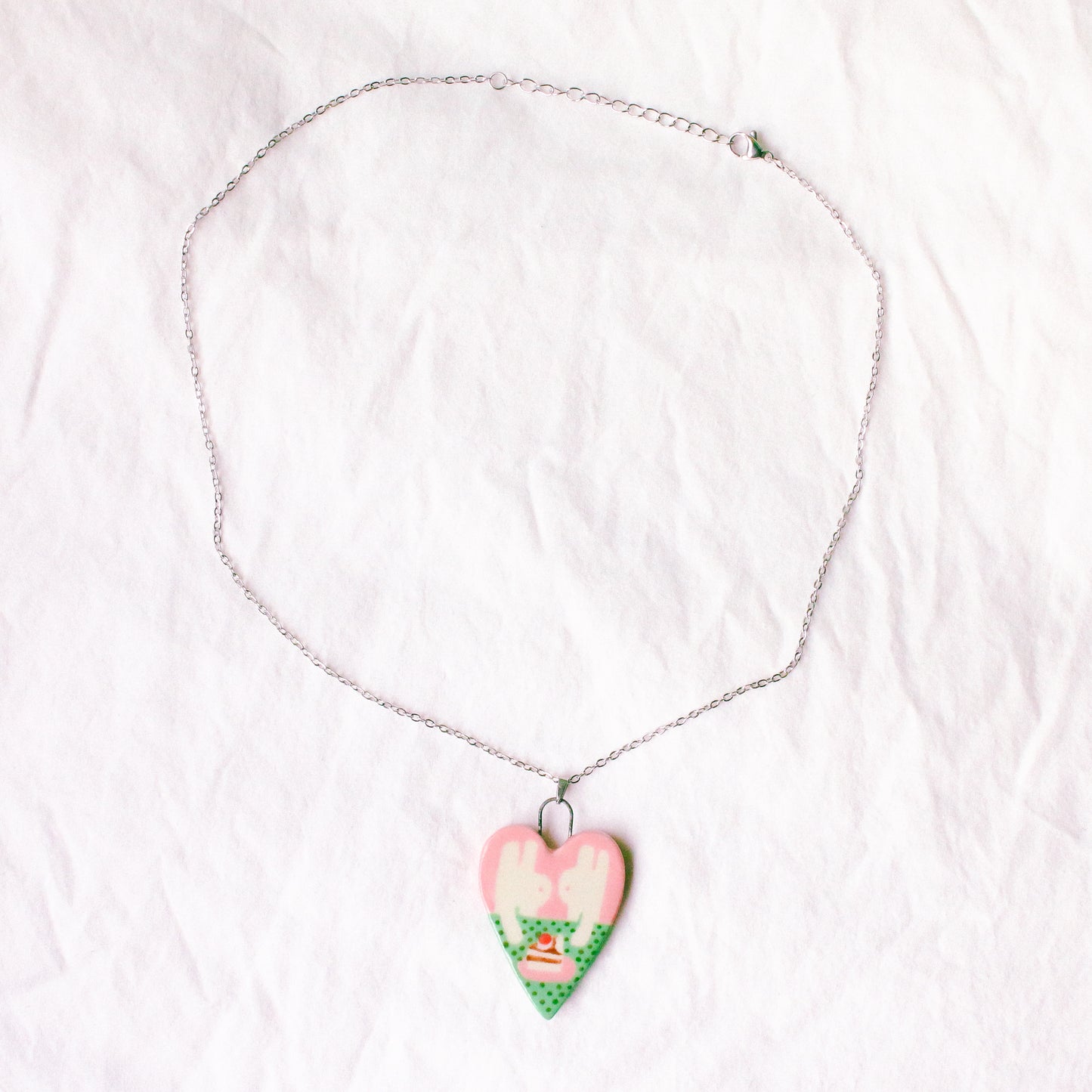'Enjoying a Slice of Cake with You' Handmade Ceramic Necklace