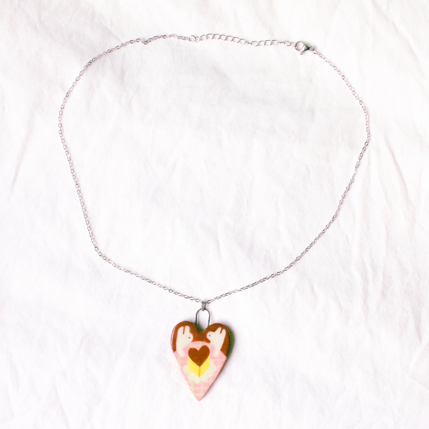 'Heart Shaped Pudding for You & Me' Handmade Ceramic Necklace