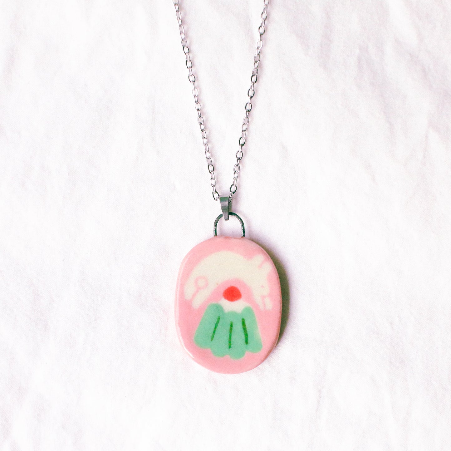'Bunny Jumps Over Jelly' Handmade Ceramic Necklace