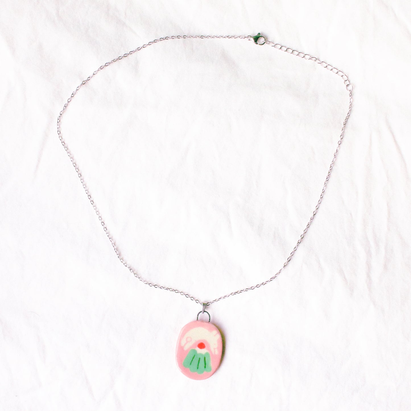 'Bunny Jumps Over Jelly' Handmade Ceramic Necklace
