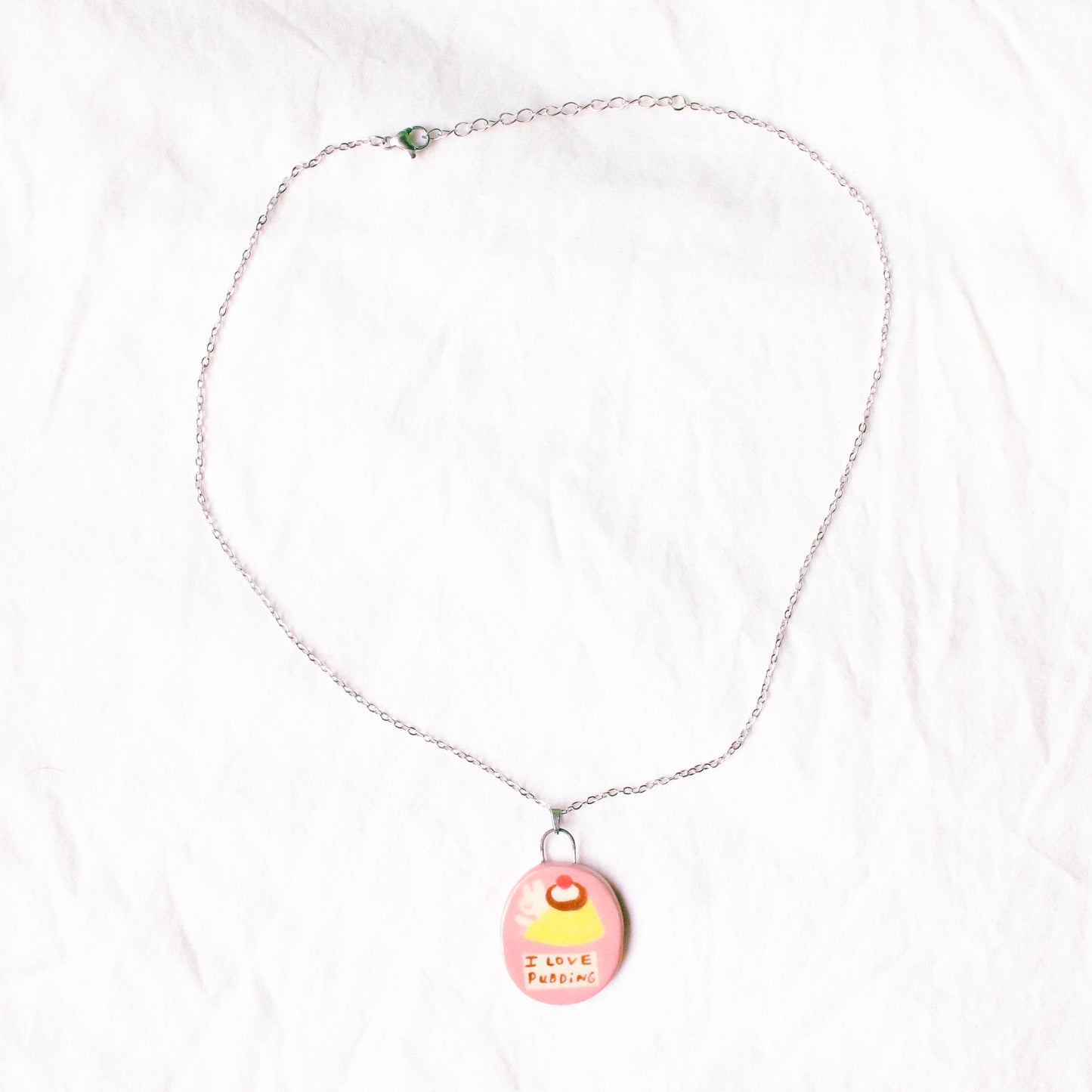 'I Love Pudding' Handmade Ceramic Necklace