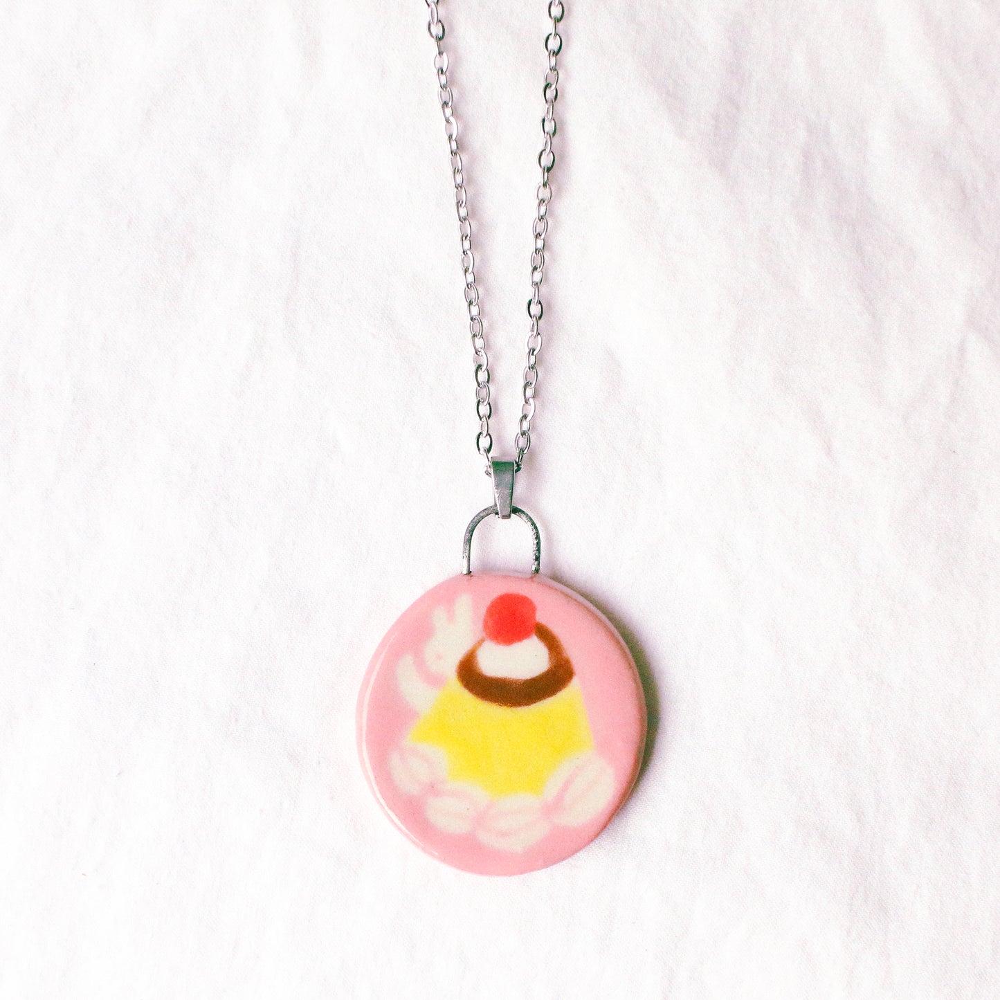 'Pudding with Cream' Handmade Ceramic Necklace