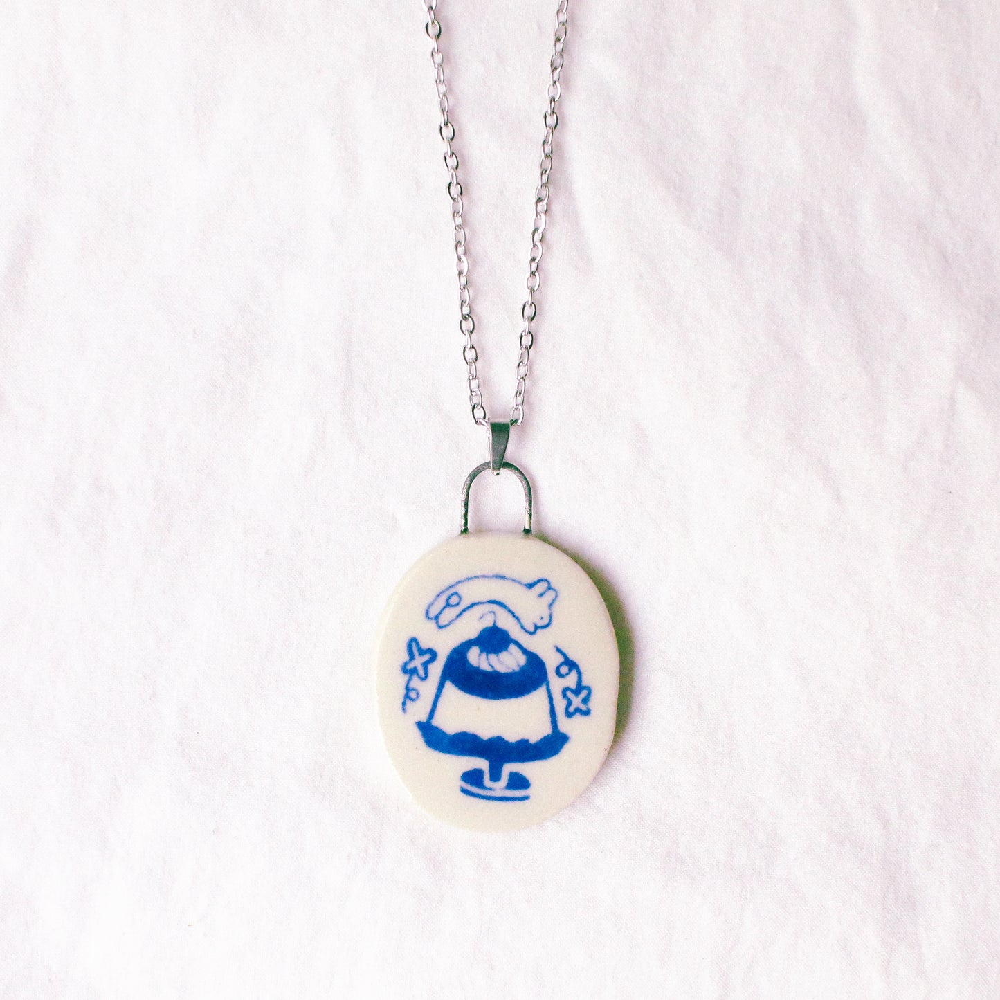 'Blue Pudding' Handmade Ceramic Necklace