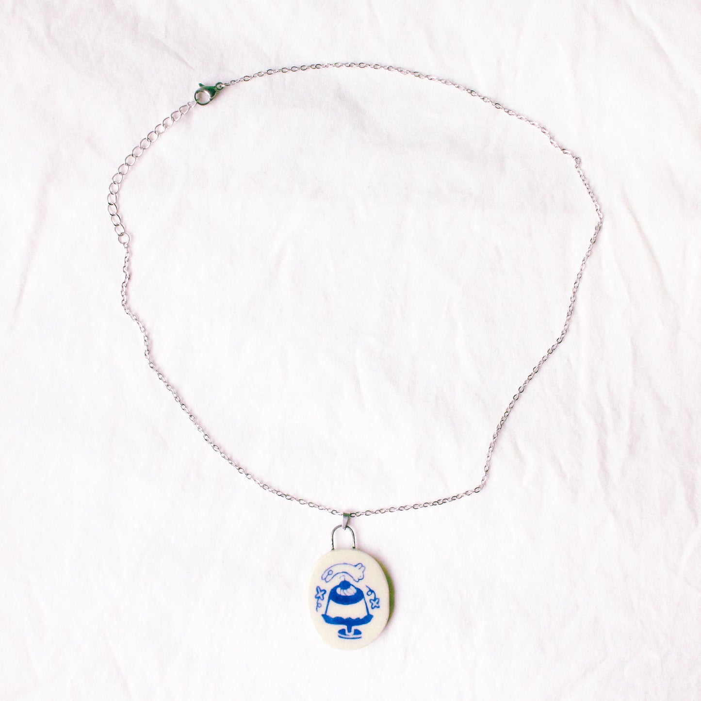 'Blue Pudding' Handmade Ceramic Necklace