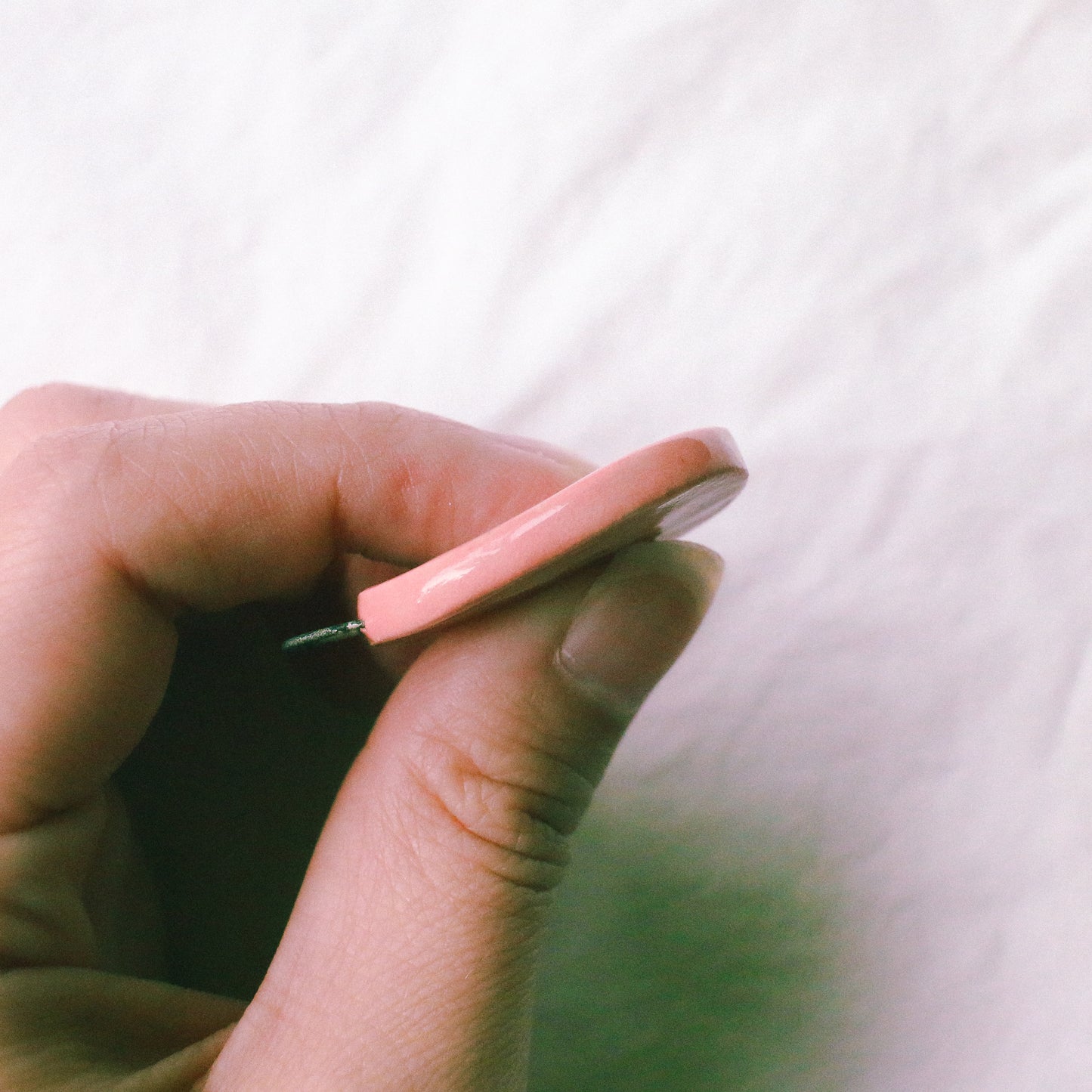 'Pink Soda' Handmade Ceramic Hair Clip (B-grade: Warping)