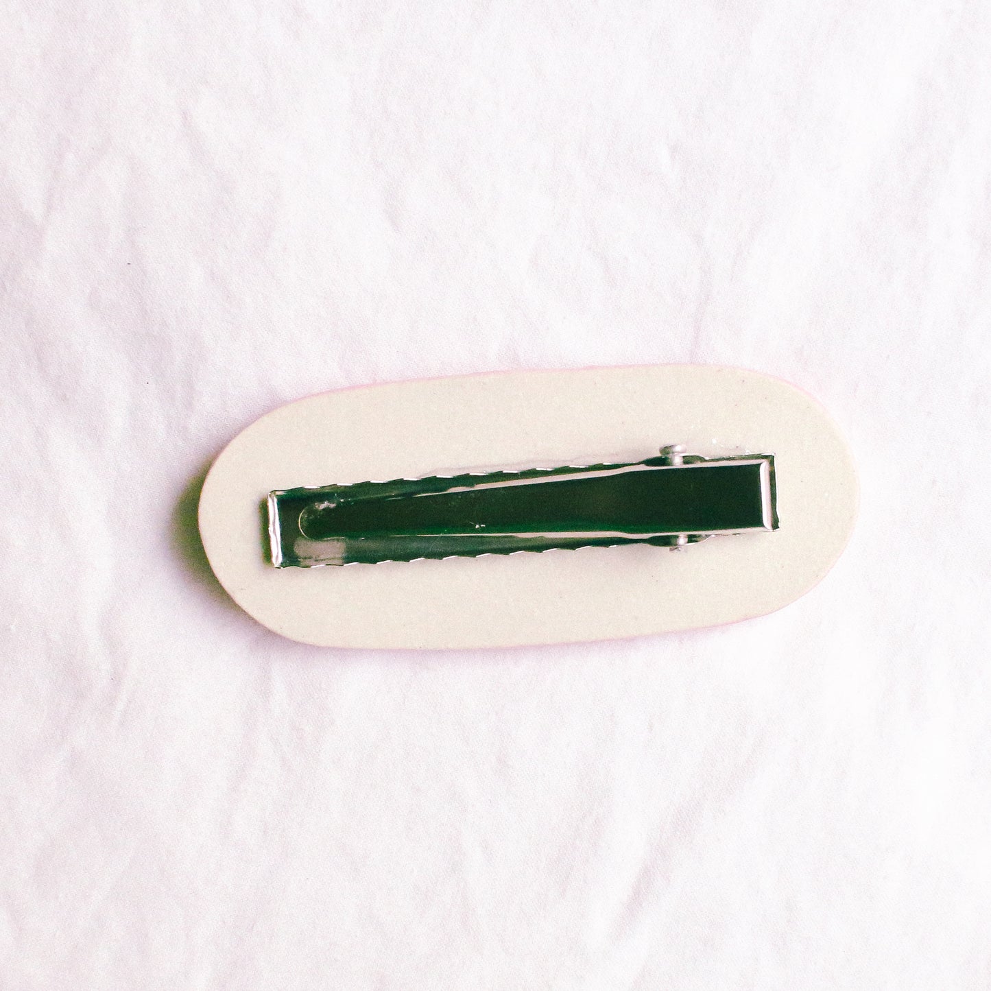 'Melon Soda' Handmade Ceramic Hair Clip (B-grade: Crazing)