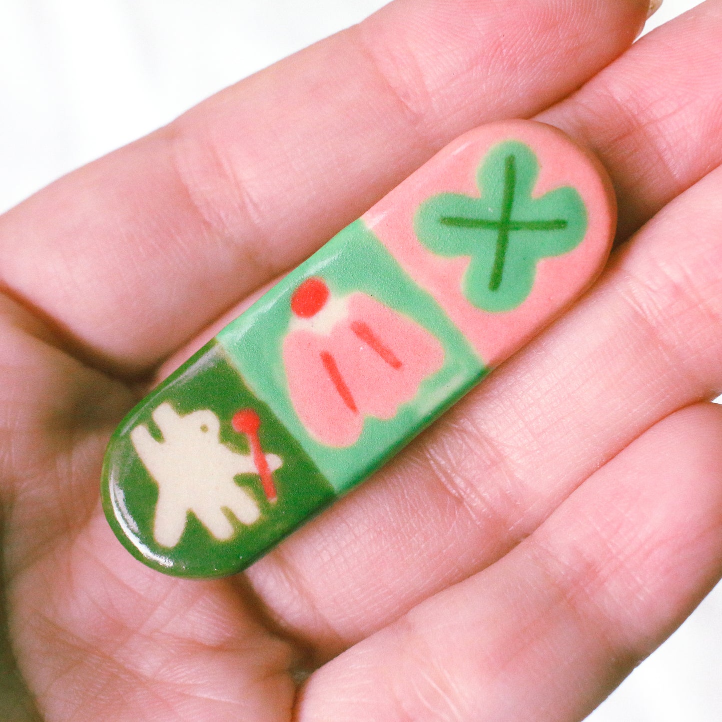 'Bunny, Jelly, Clover' Handmade Ceramic Hair Clip