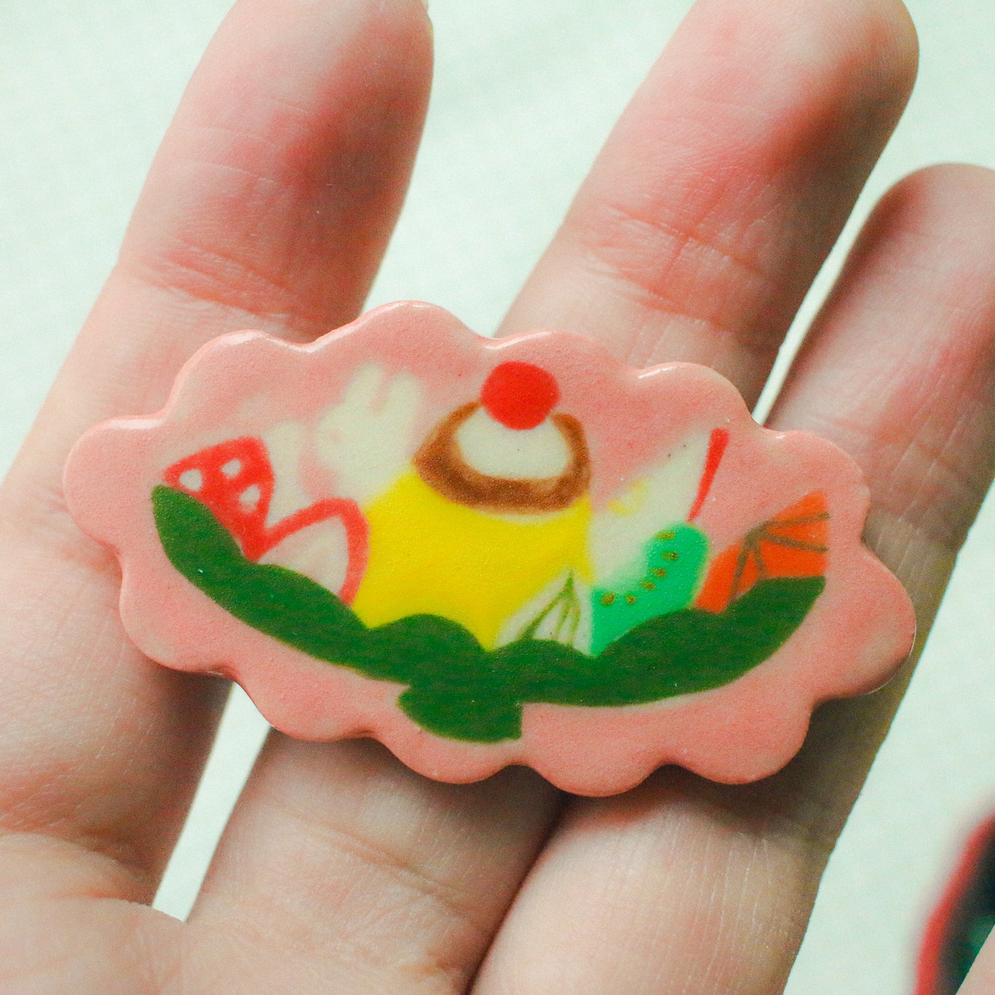 'Pudding a la Mode (Pink)' Handmade Ceramic Hair Clip