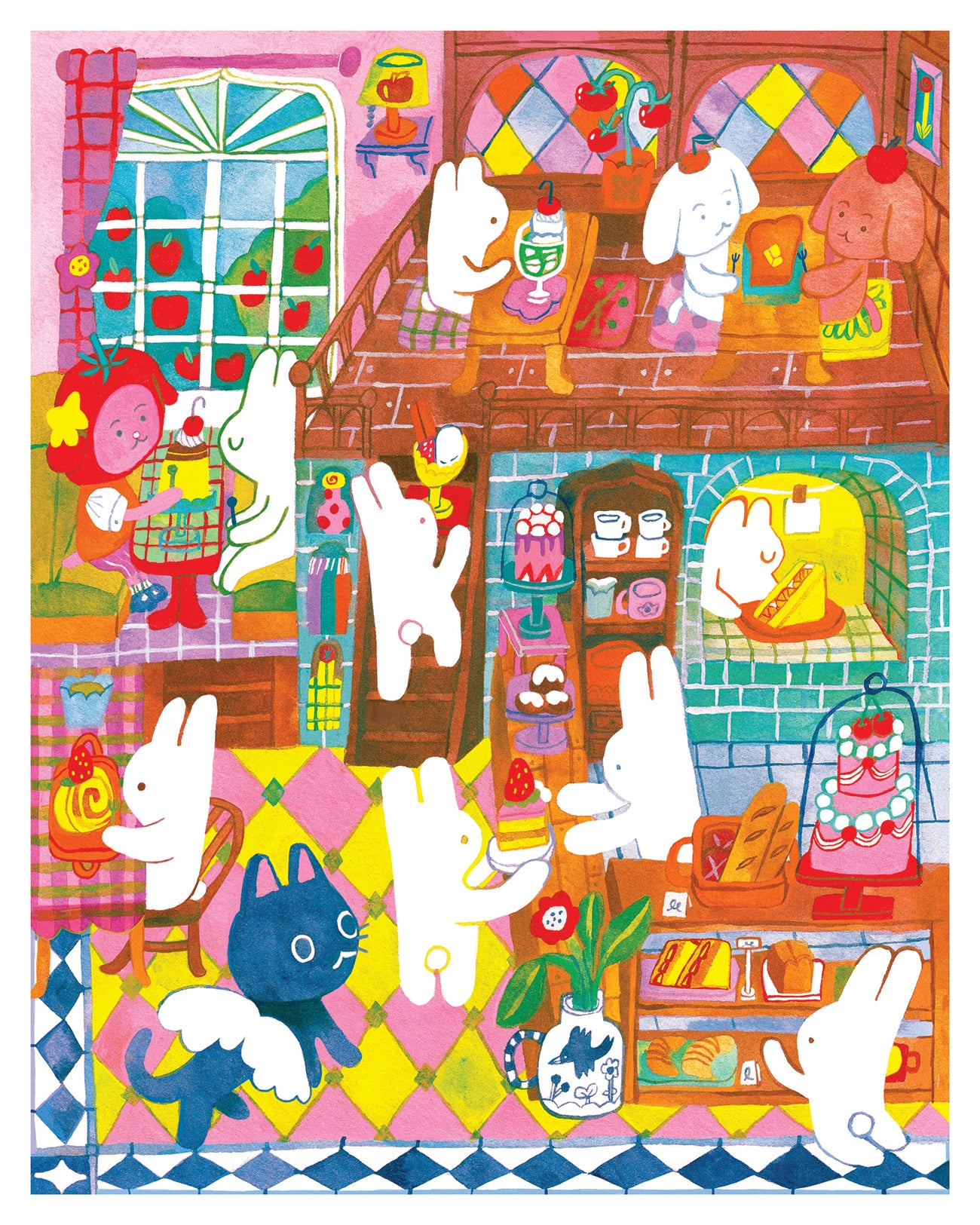 'Odd Rabbits' Cafe' Art Print ~ 8x10
