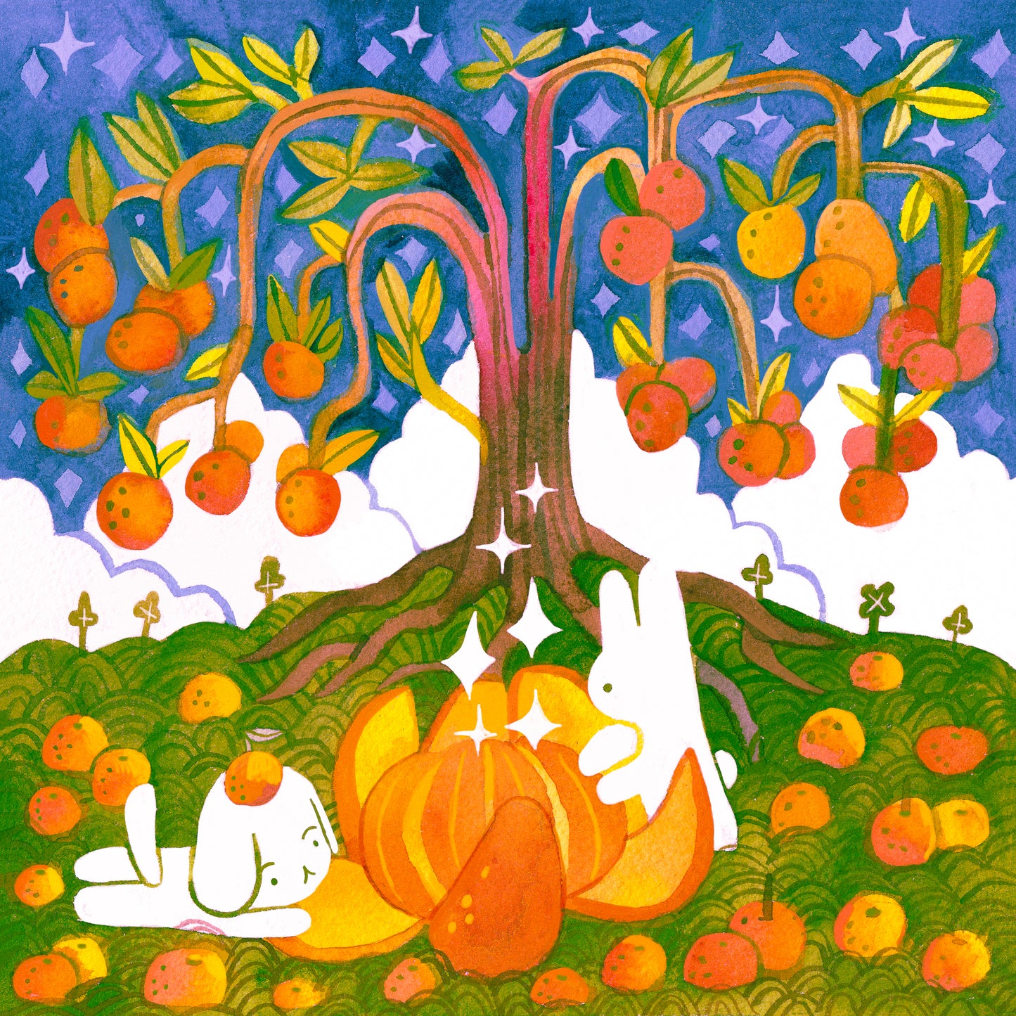 'Under the Orange Tree' Art Print ~ 6x6