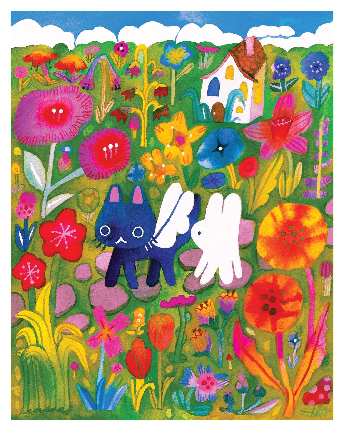 'Exploring the Cat's Home' Art Print ~ 8x10