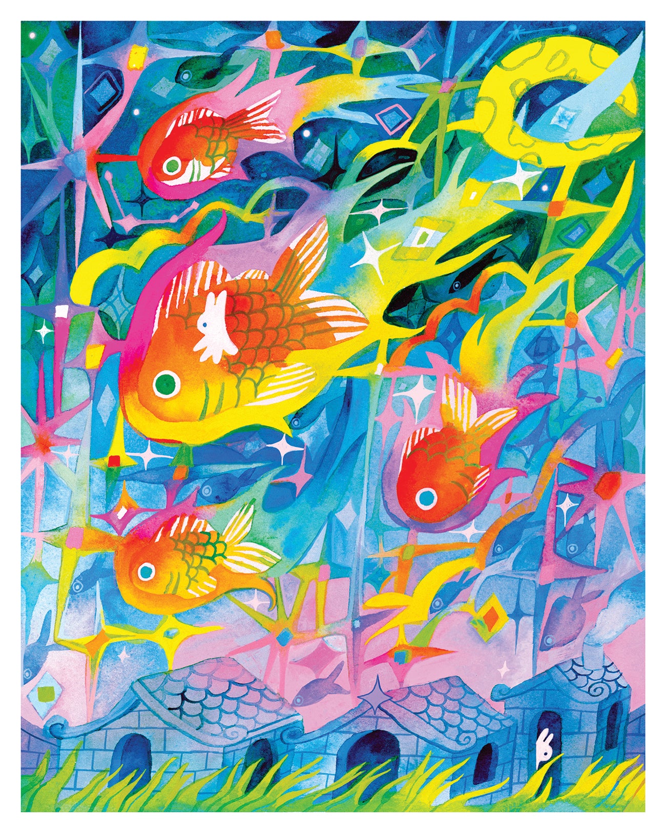 'Goldfish Shooting Star' Art Print ~ 8x10
