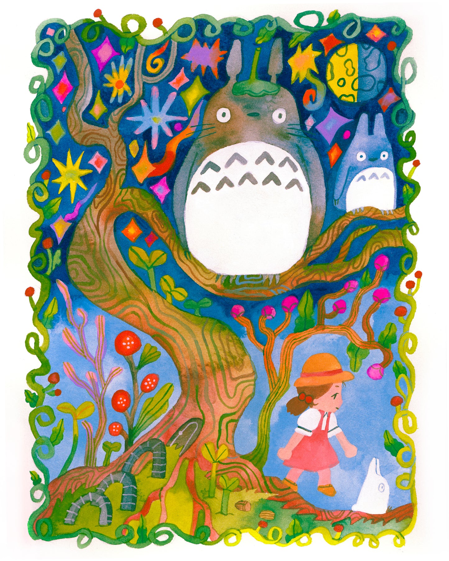 'A Magical Night with Totoro' Art Print ~ 8.5x11